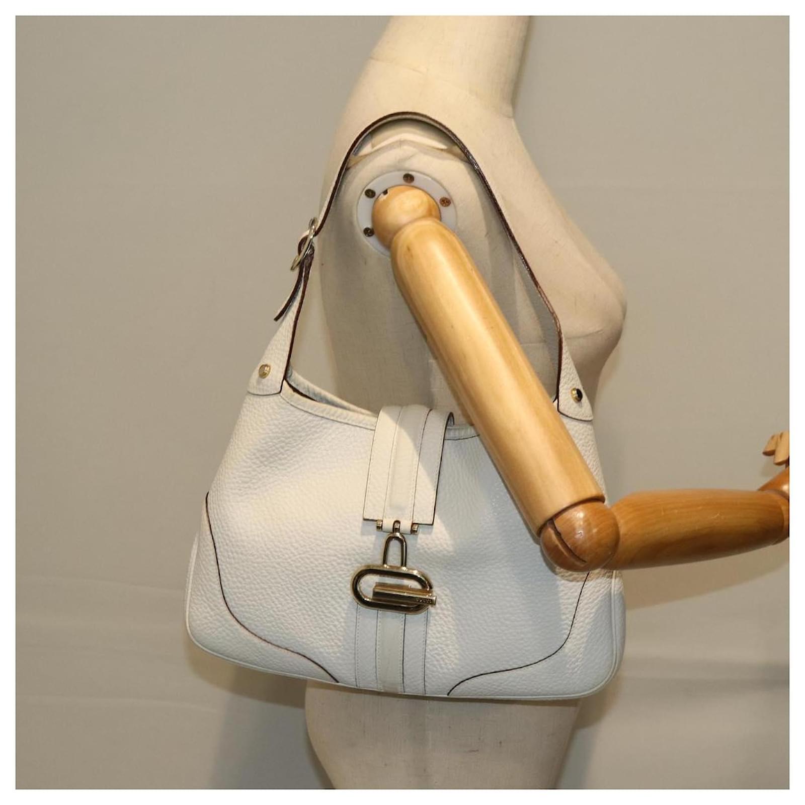 GUCCI Jackie Shoulder Bag Leather White 130779 Auth yk12341