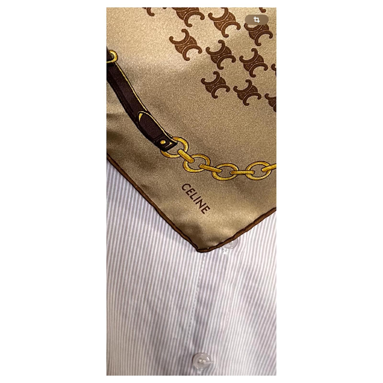 Céline Silk Heritage Celine Bandana Beige Camel ref.1379980