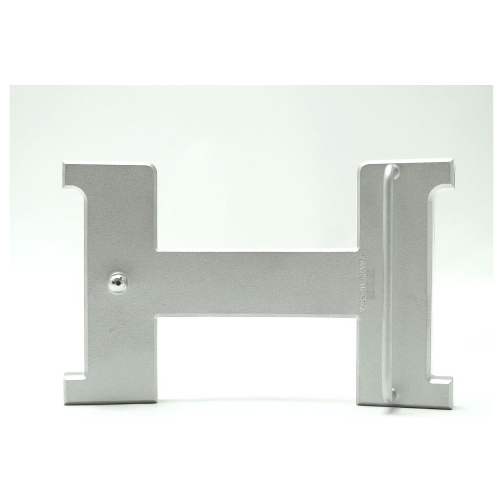 H CONTANCE BELT 38MM SILVER BUCKLE BLACK LEATHER