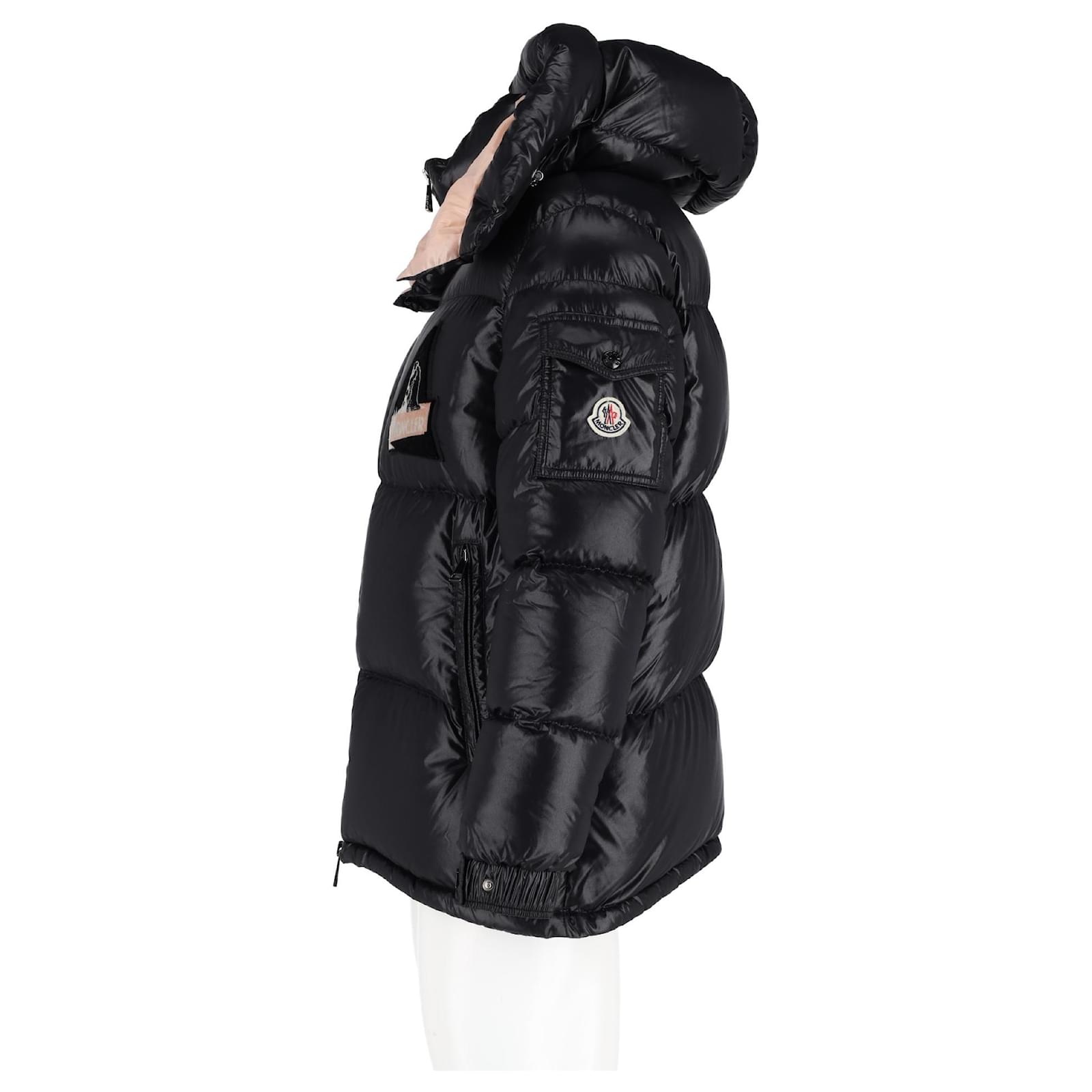 Moncler Wilson Logo Patch Puffer Jacket in Black Nylon