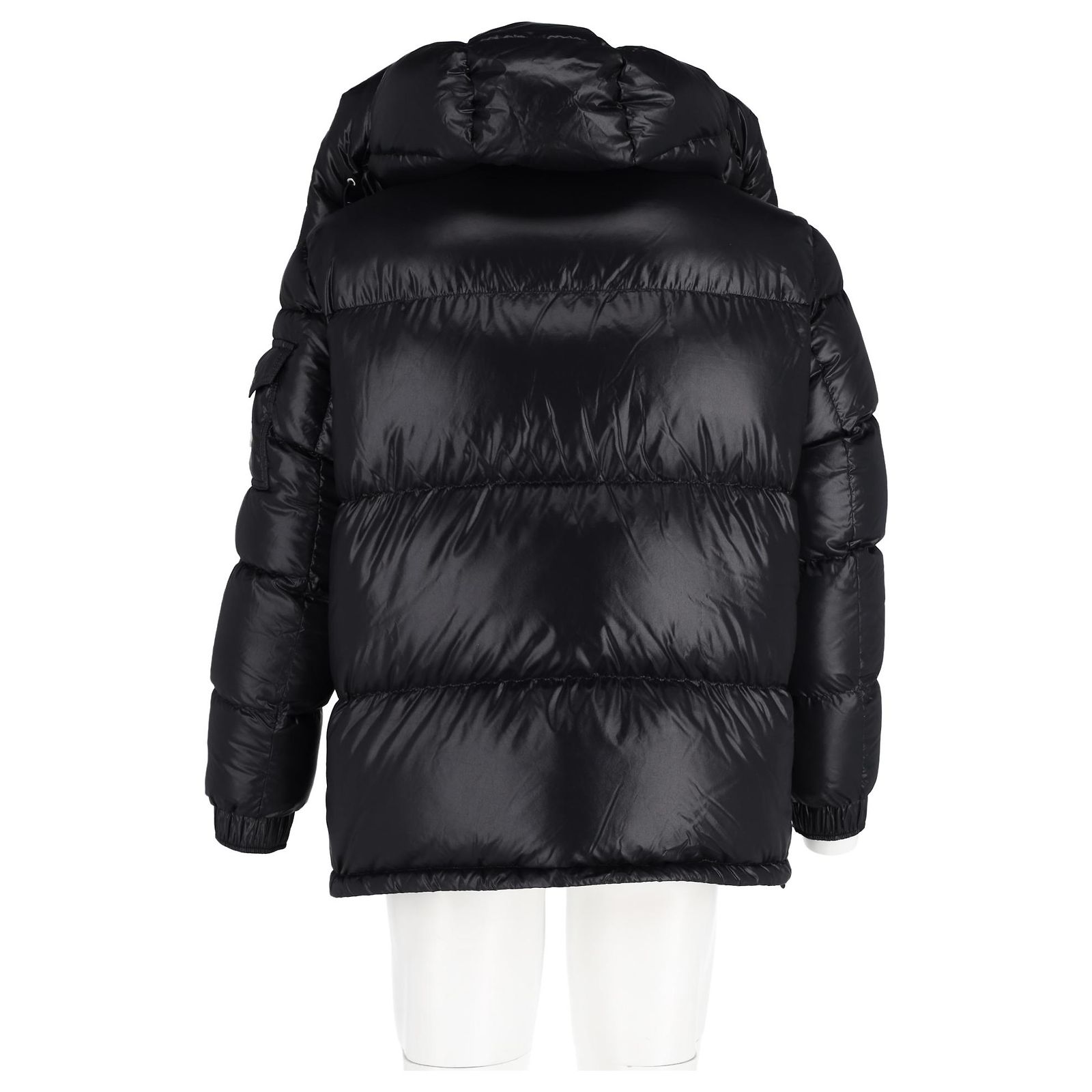 Moncler Wilson Logo Patch Puffer Jacket in Black Nylon ref 