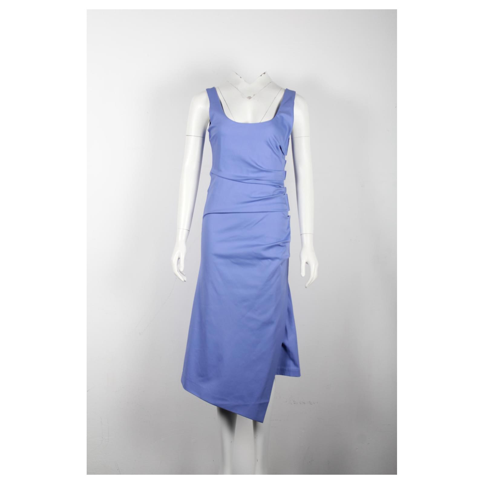 Sportmax Gathered Sleeveless Midi Dress in Blue Cotton ref.1400074 - Joli  Closet