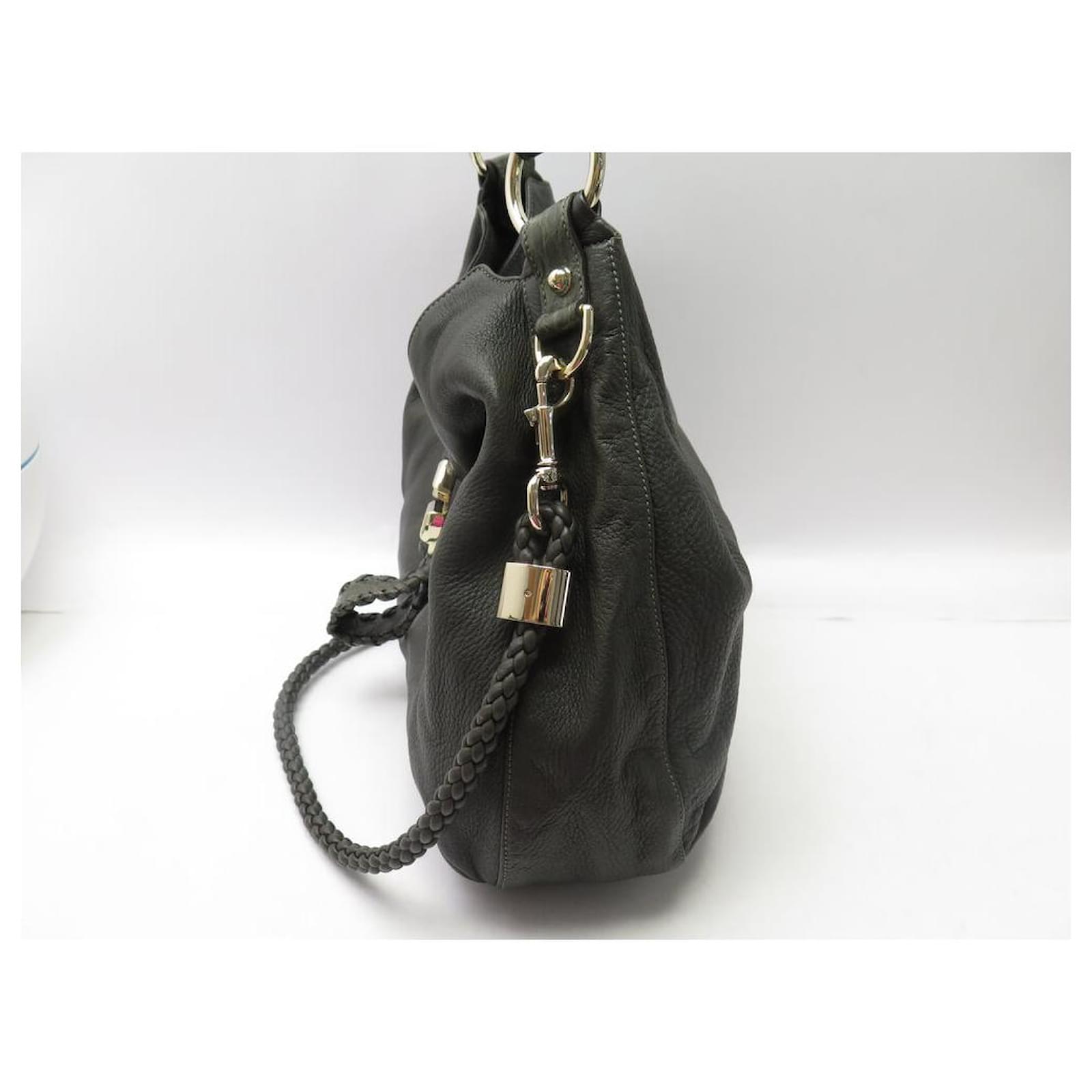 GUCCI(グッチ) ショルダーバッグ Gウェーブ 232931 ダークグレー×カーキ レザー GUCCI G WAVE HANDBAG 232931 IN KHAKI GREEN LEATHER CROSSBODY