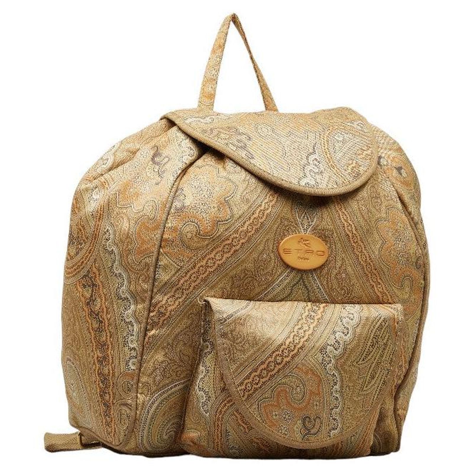 Etro Nylon Paisley Backpack Beige Brown Multicolor in Very 