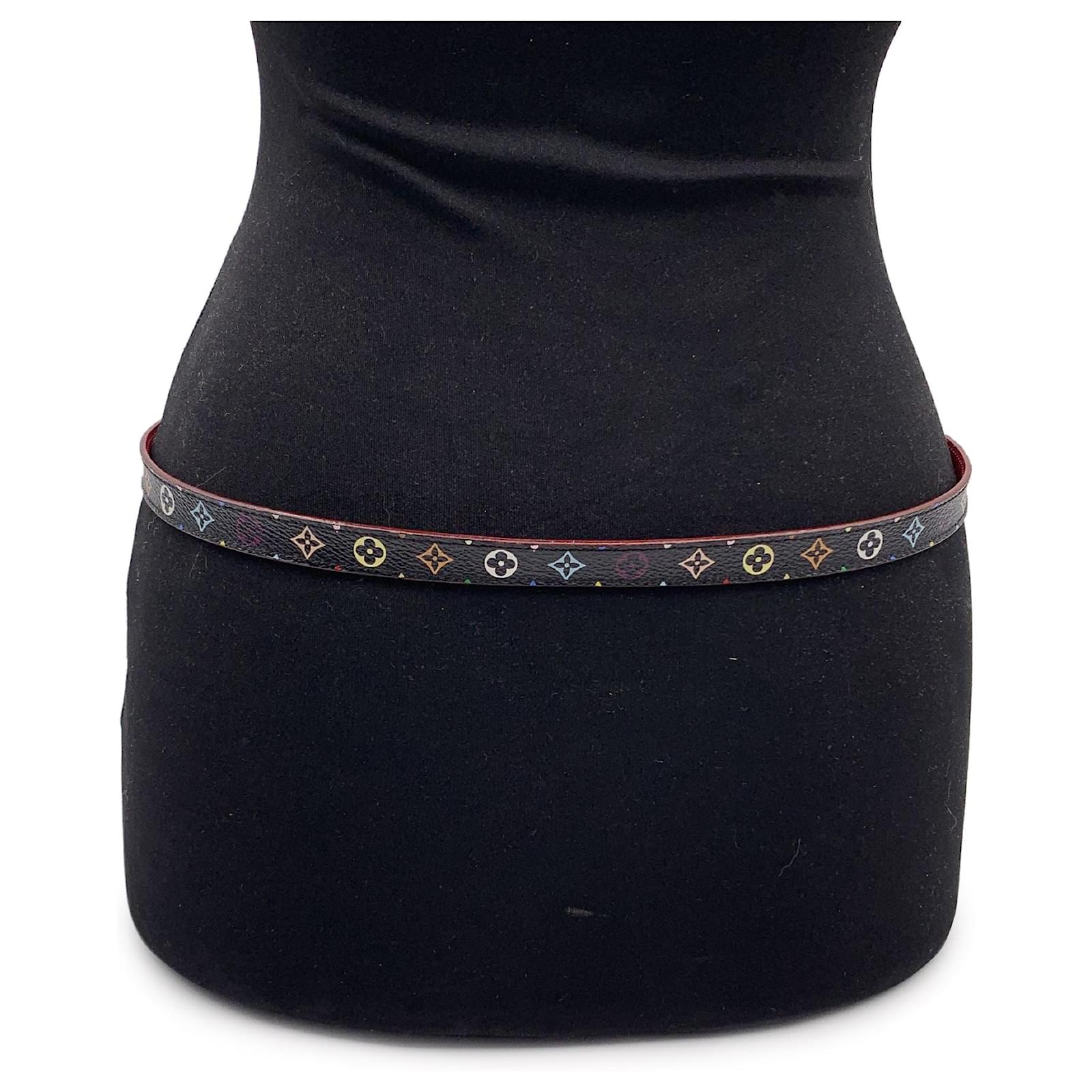 Louis Vuitton Murakami Monogram Canvas Skinny Belt Size 80/32