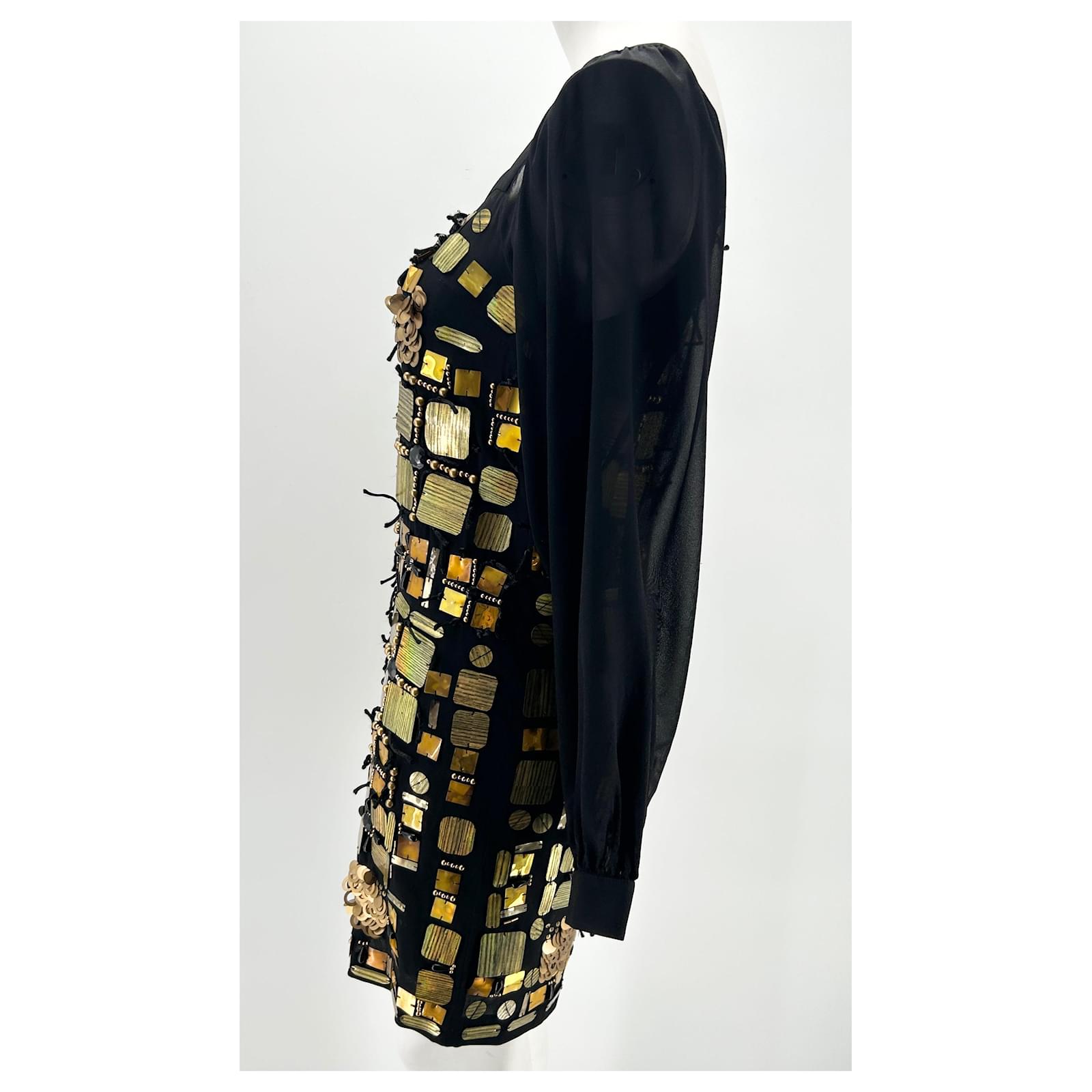 Robe Emilio Pucci En Soie Noire Avec Paillettes - Taille US 6 (taille Régulière) - Occasion Très Bon état