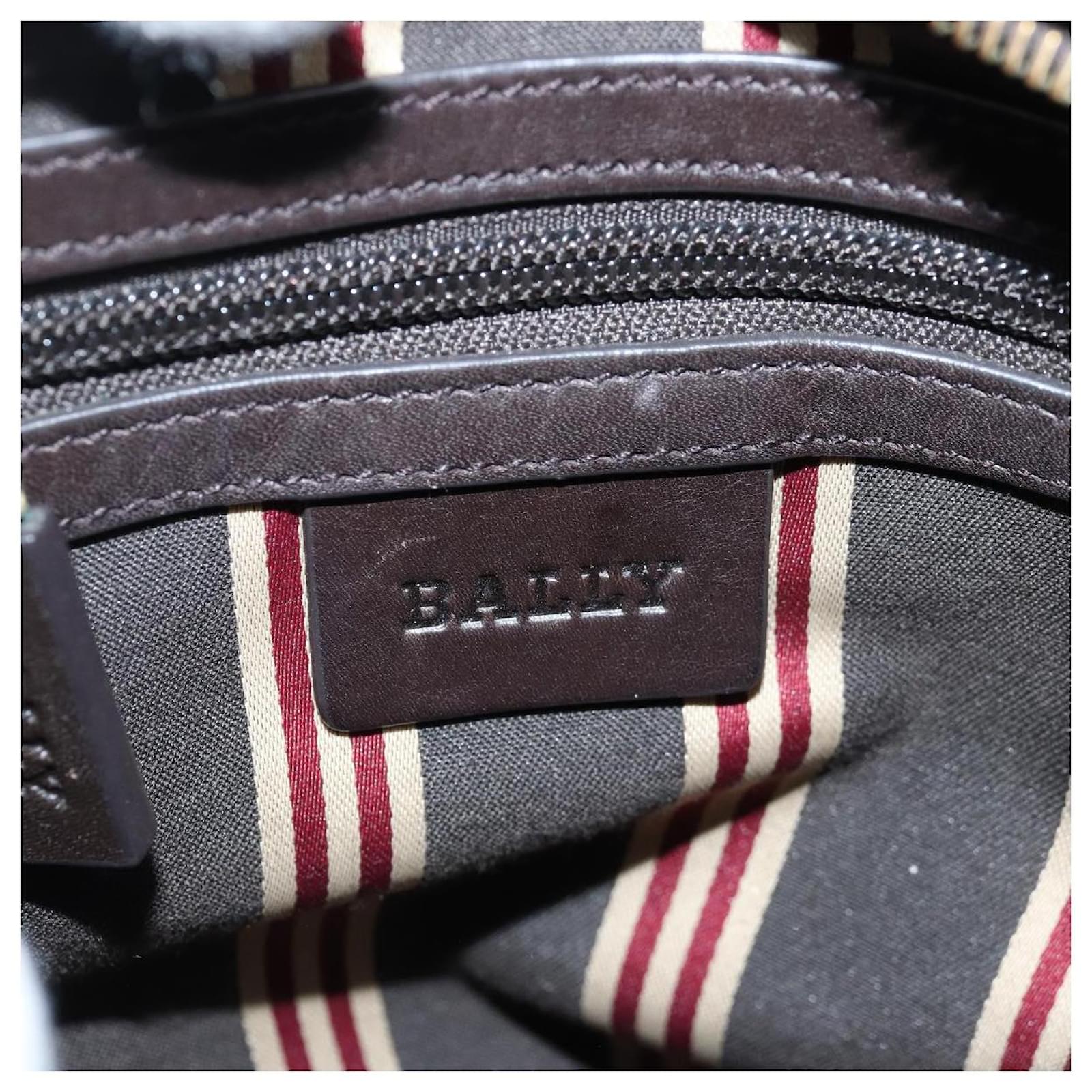 BALLY Shoulder Bag Leather Black Red white Auth bs14555 ref