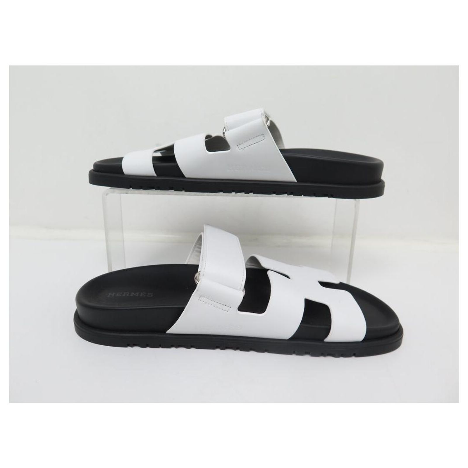 Mules Femme Simili Cuir Blanc - Style Hermès Chypre - Talon Plateforme Bas - Taille 37