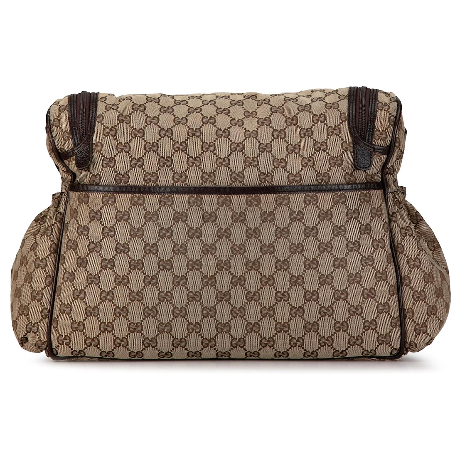 Brown Gucci GG Canvas Diaper Bag Leather Joli Closet