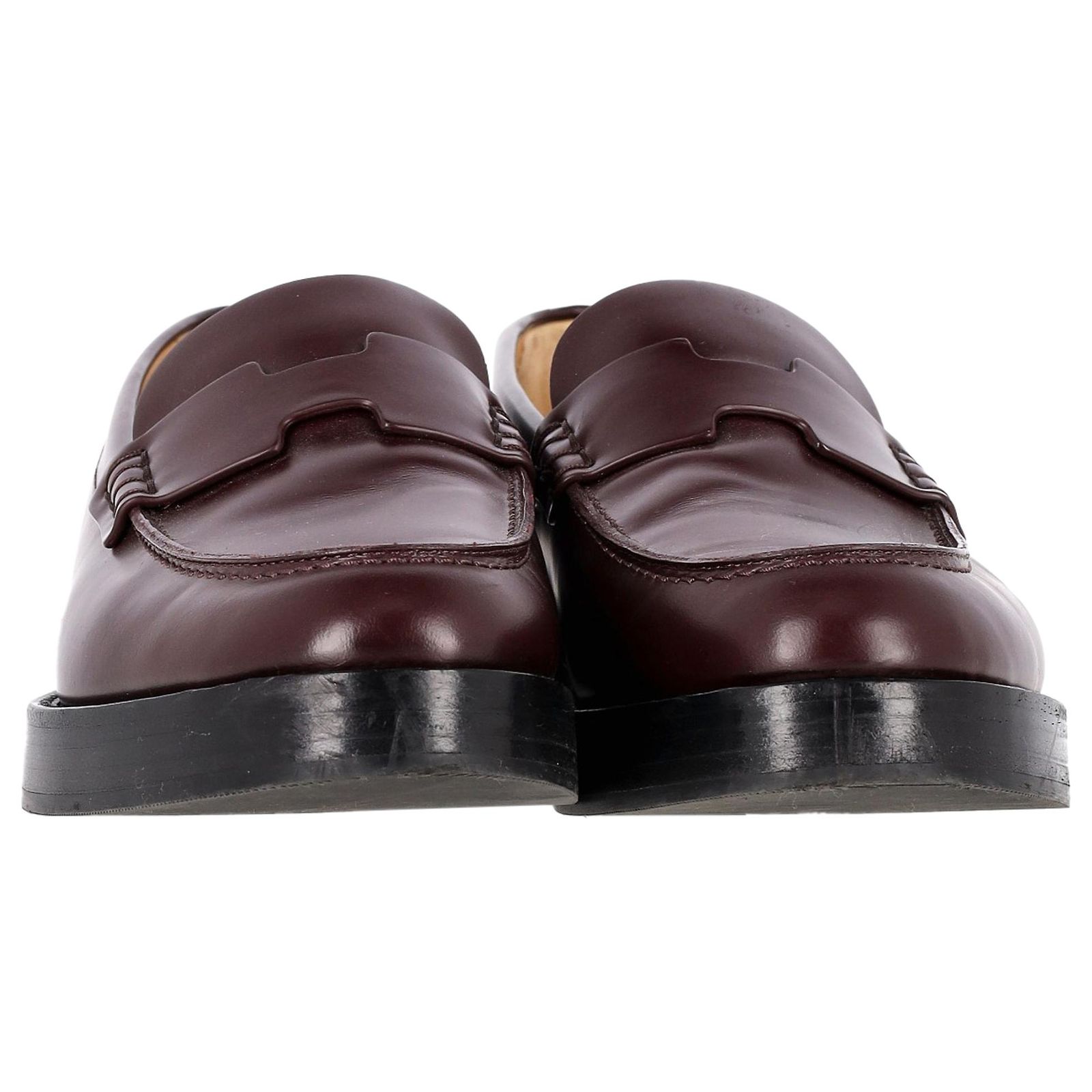 Hermes Deep Burgundy Leather Oxfords Hermes Calfskin Womens Hot Loafer 38 Rouge H 1754029  main image 2