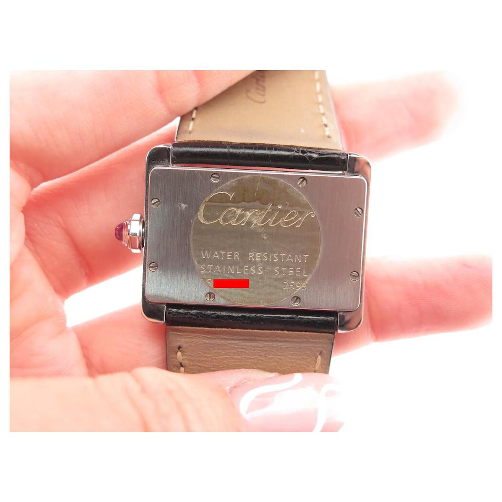 VINTAGE CARTIER TANK DIVAN WATCH 2599 25 MM QUARTZ STEEL CROCO