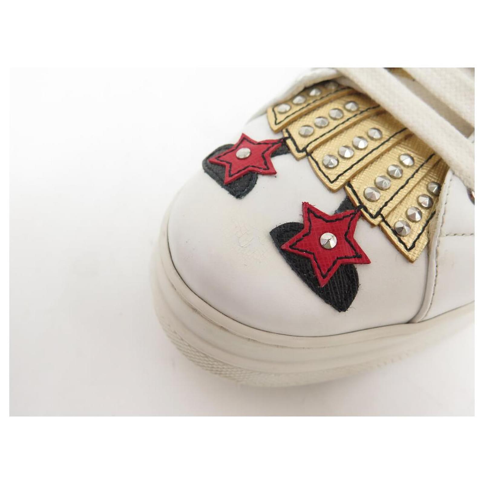 PRADA SHOES ROBOT SNEAKERS 1E268L SNEAKERS 36.5 WHITE LEATHER BOX