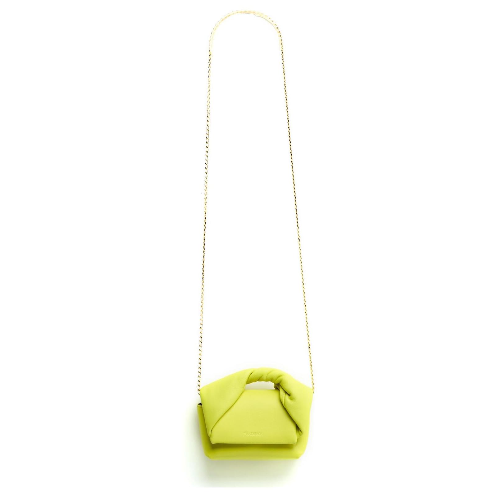 JW Anderson 2024 Mini Twister Shoulder Bag Pouch Yellow Leather