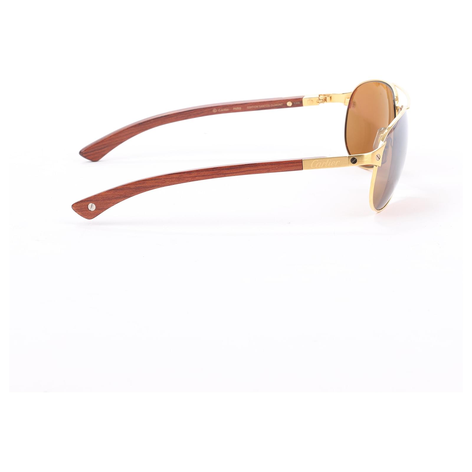 Cartier Santos Dumont Wood Sunglasses 61 16 130b Brown ref.1410685 Joli Closet