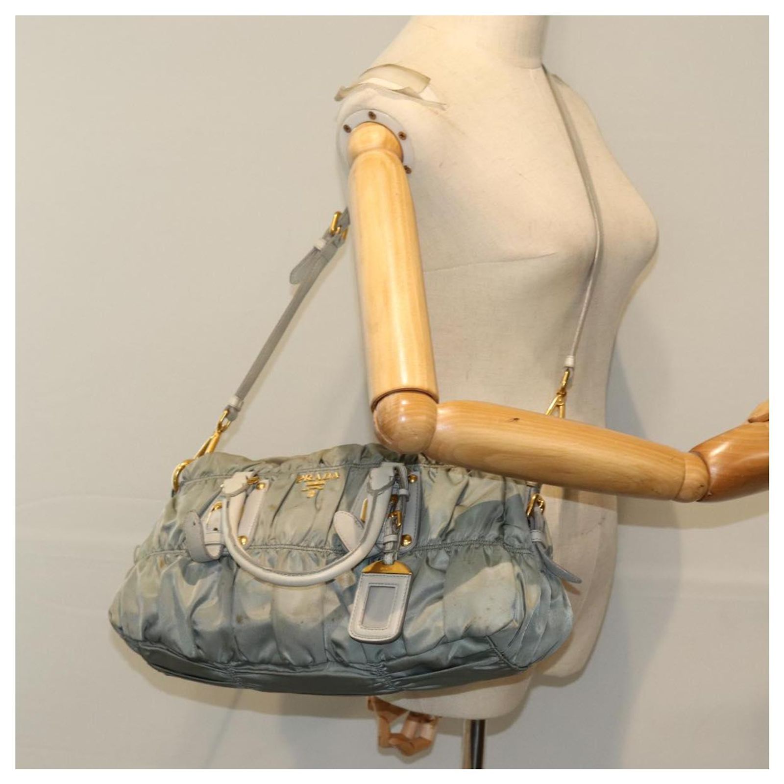 Prada Hand Bag Nylon 2Way Green Auth 74635 ref.1411609 