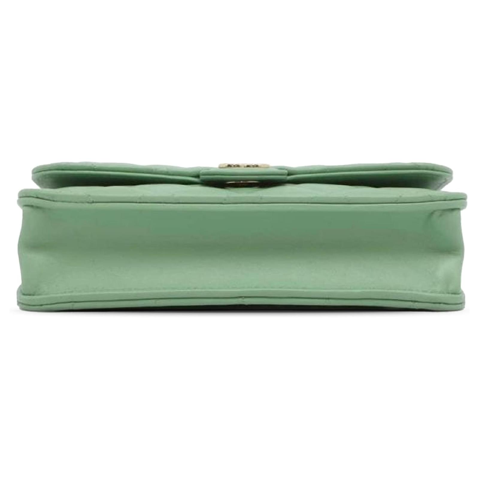 Green Chanel CC Quilted Lambskin Top Handle Phone Holder