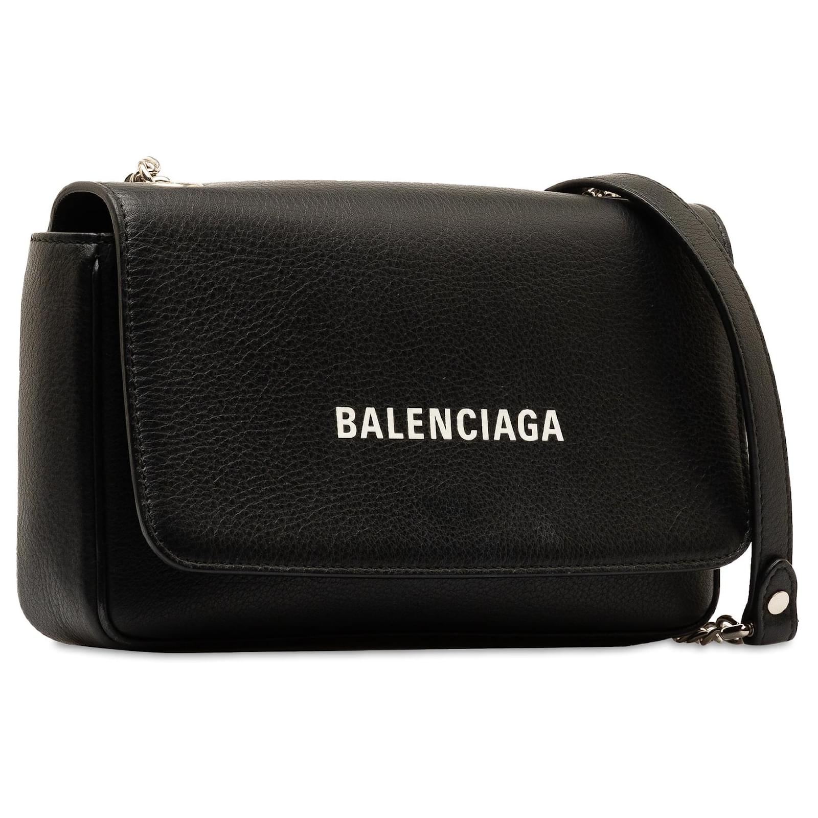 Schwarze Balenciaga Everyday Chain Wallet Umhangetasche