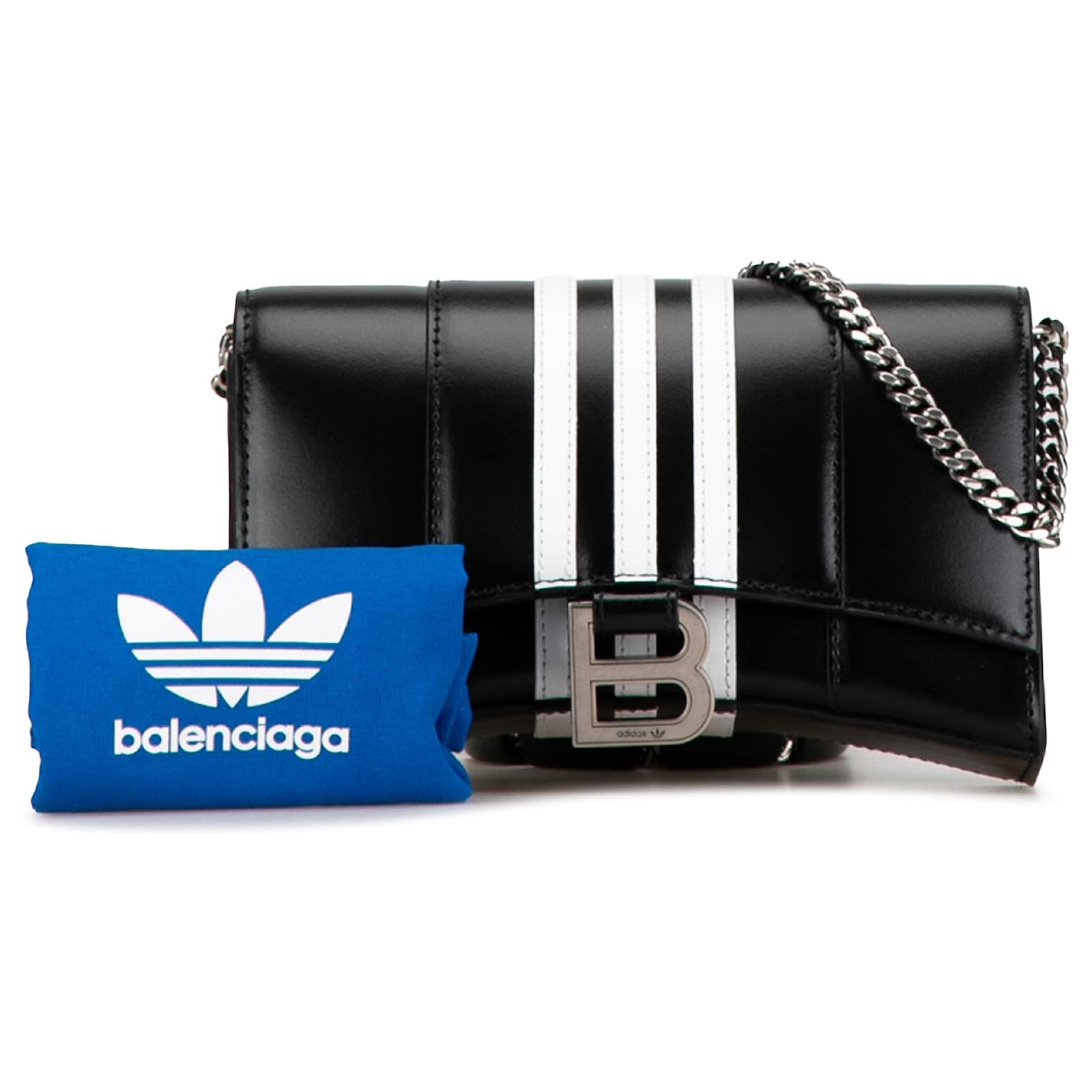 Balenciaga Black Adidas Hourglass Chain On Wallet Leather