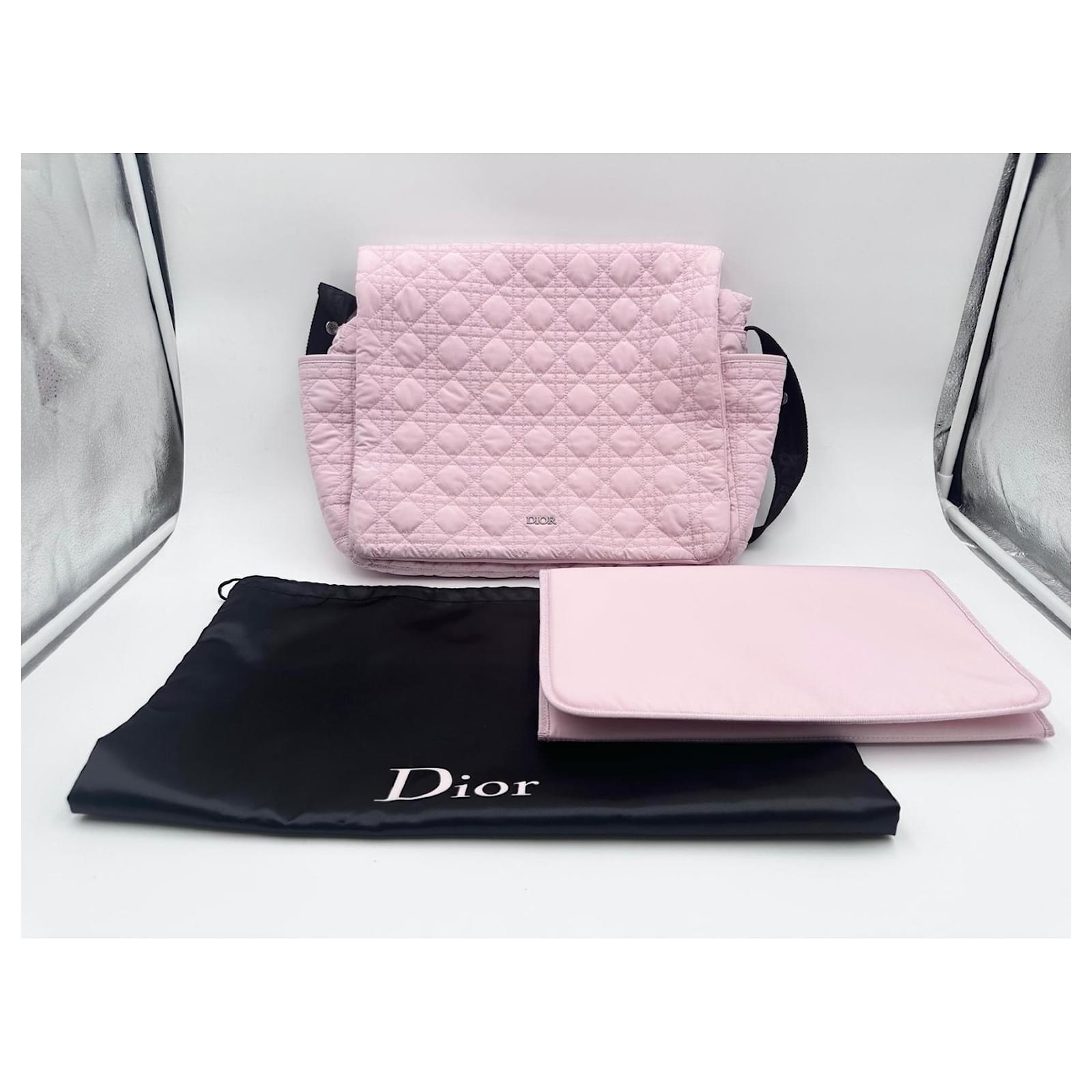 sac à langer Dior rose pâle macrocannage 2024 Cuir Toile ref
