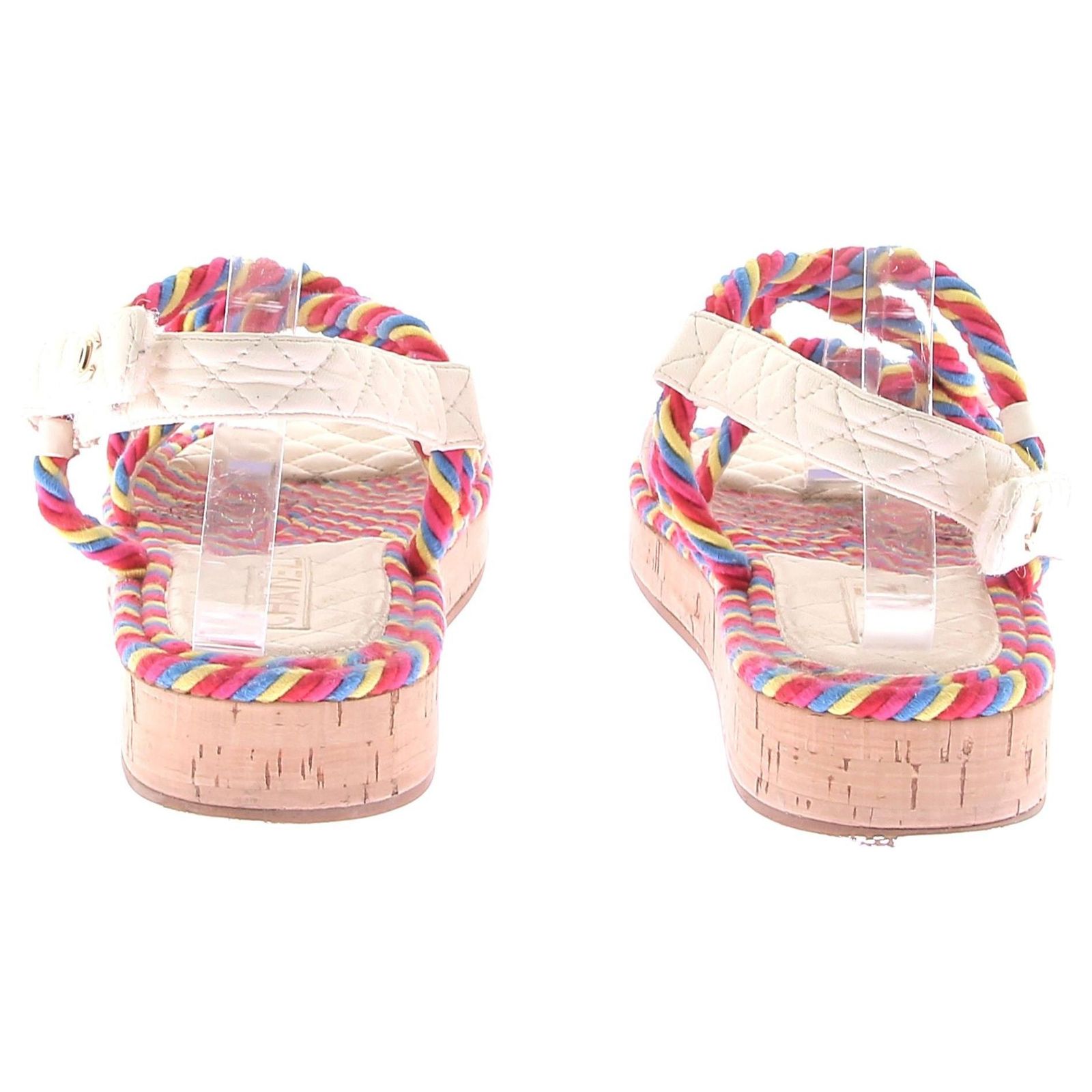 String Wedge Chanel sandals T.EU 42 Leather Multiple colors ref.JC1417075 (Sold ...