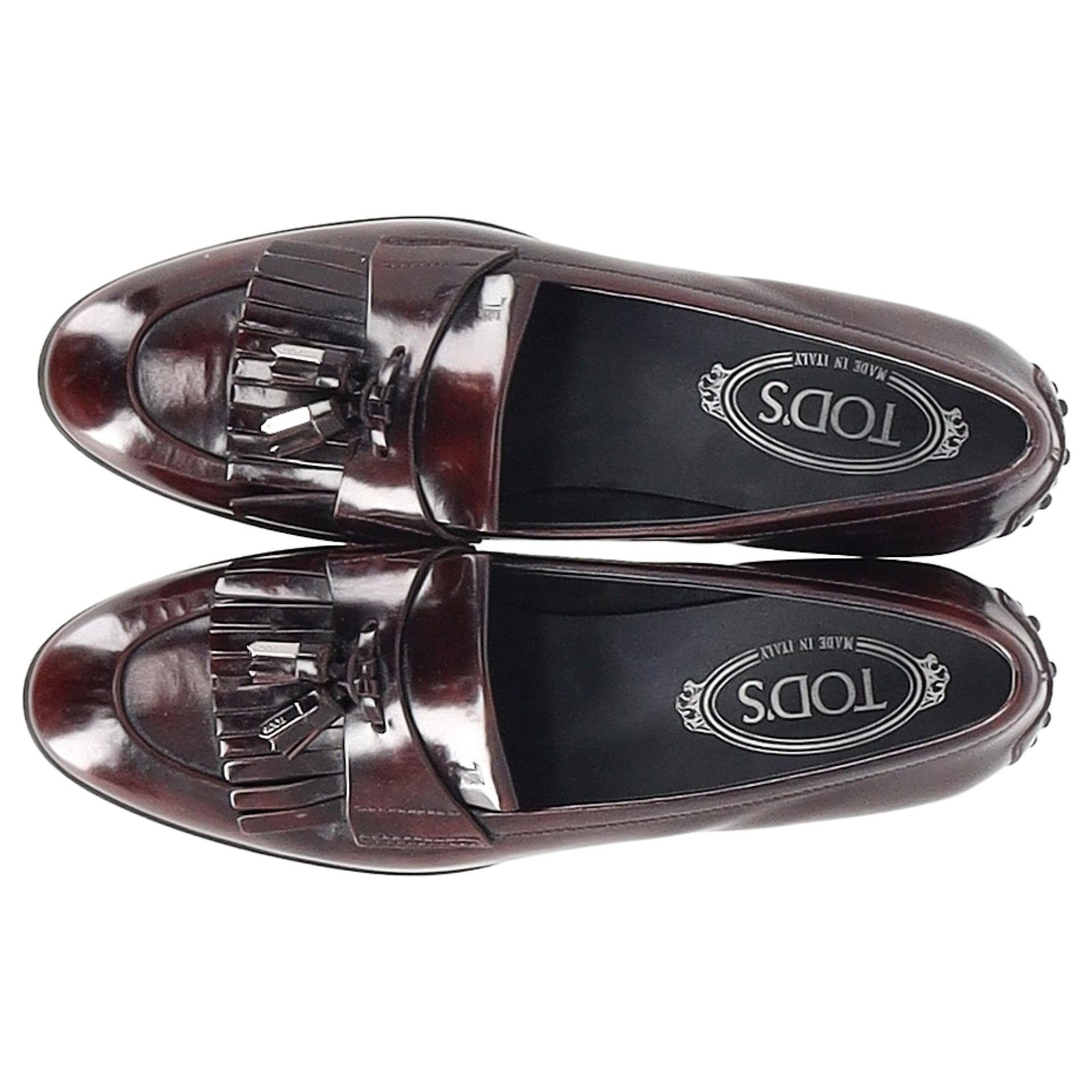 TOD’S TASSEL LOAFERS BURGUNDY 12 US LEATHER $925 MAROON ITALY BELGIAN SHOES Tod main image 4