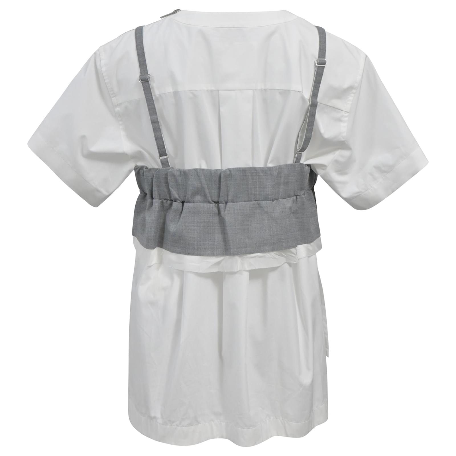 Sacai Luck Sacai Bustier Layered T-Shirt in White and Grey
