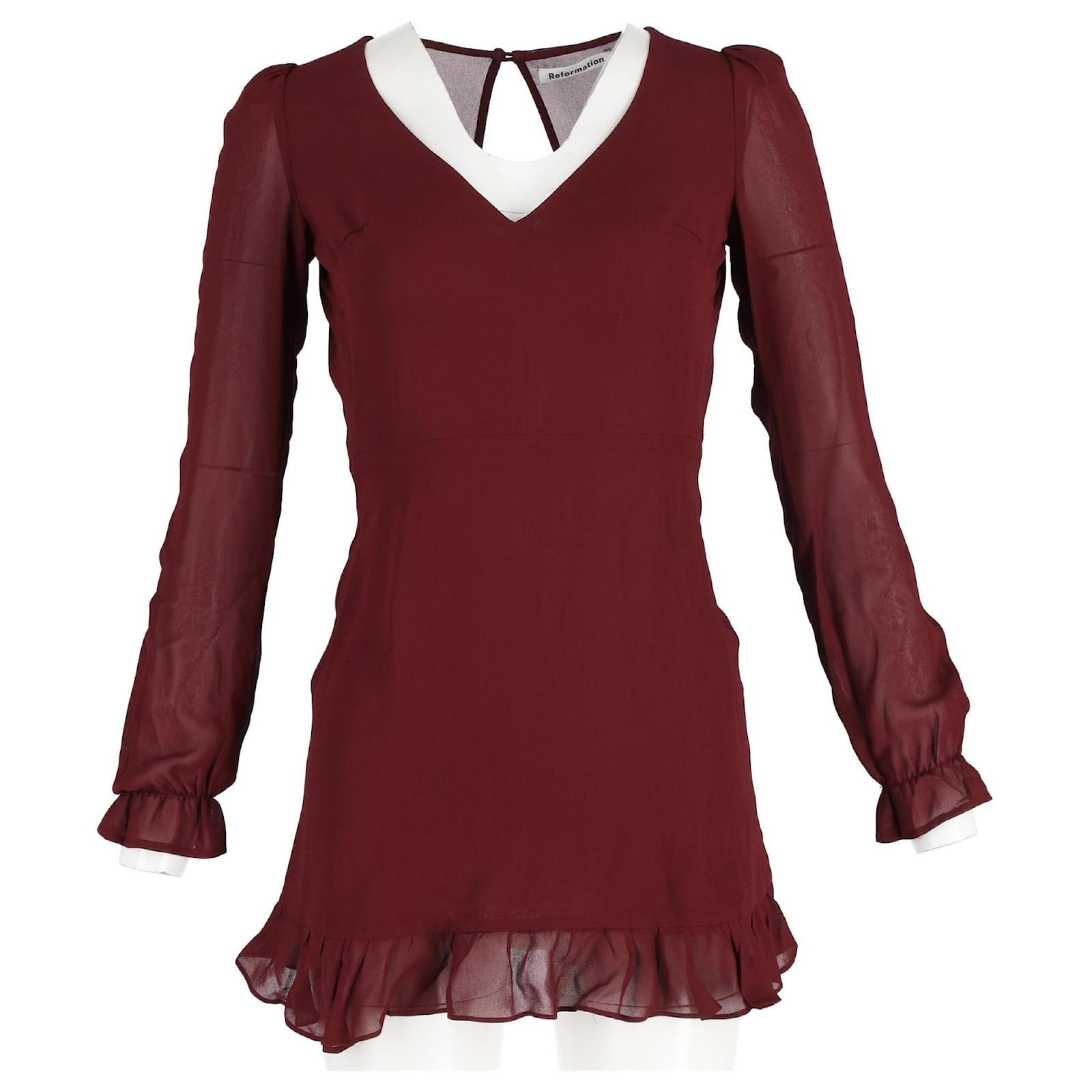 knee length dresses for ladies Reformation pre-owned red Tommie knit maxi dress - size XS main image 1