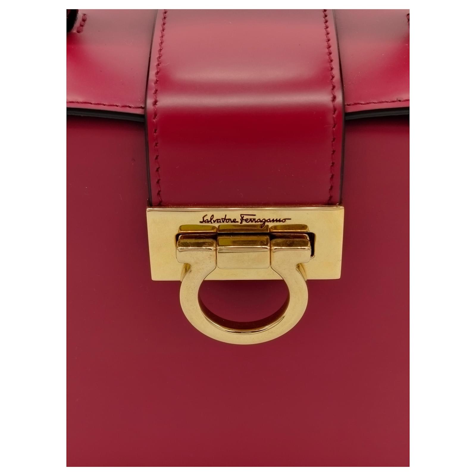 Salvatore Ferragamo Ferragamo Trifolio Box Bag Red Leather