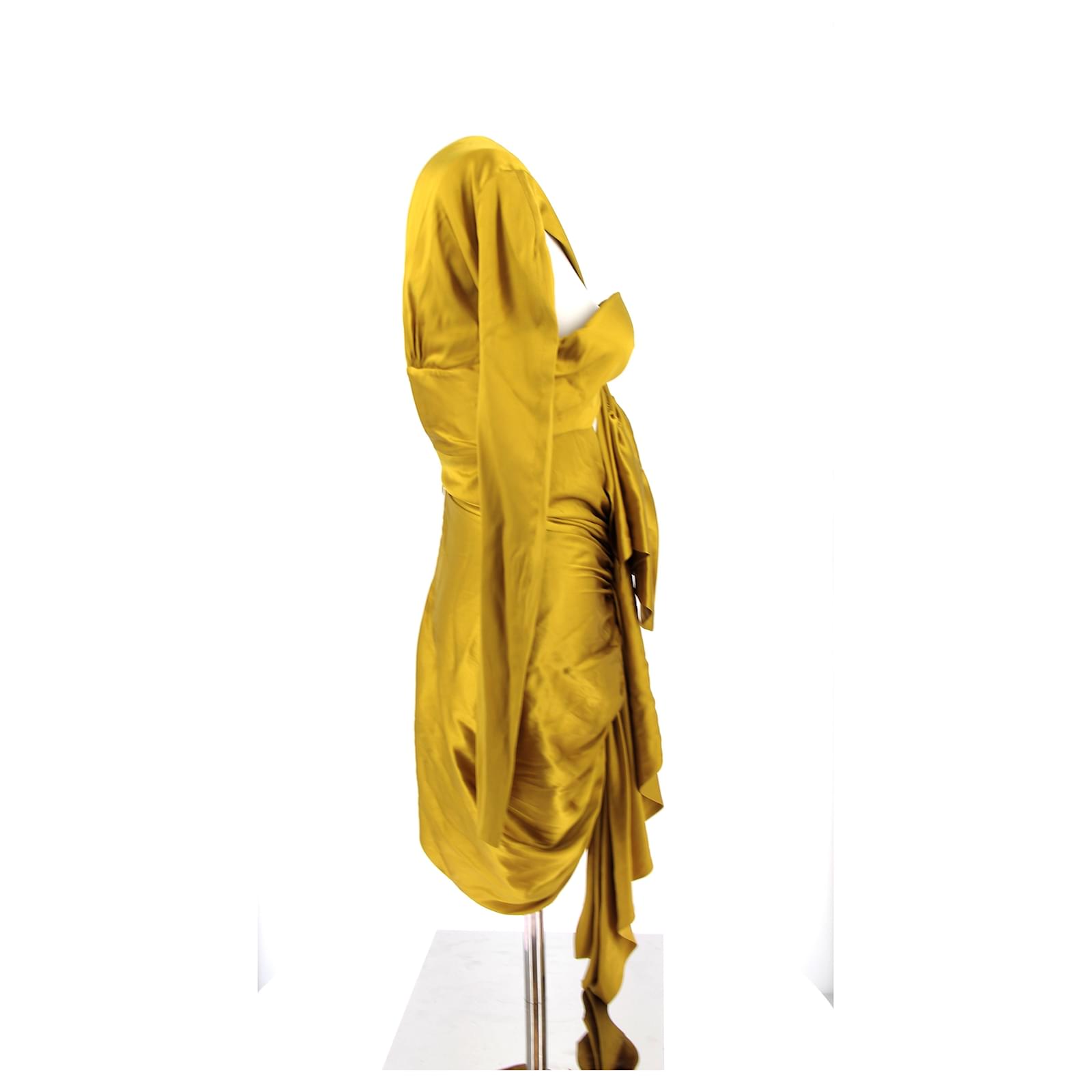 formal gown gold dresses for women Gold V-Neck Lace-Up Trumpet Long Formal Dress, Golden / 2 main image 1