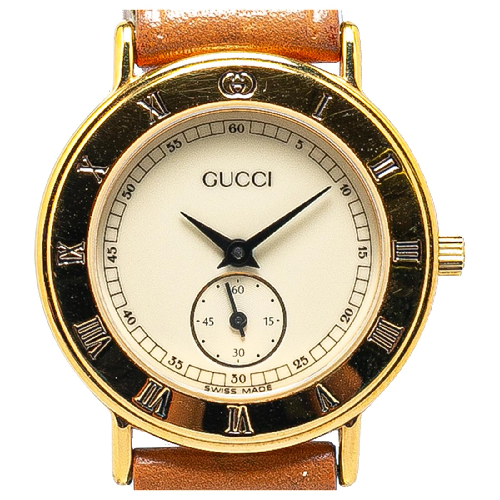 Gucci Gold Quartz Gold Plated Chronograph Watch Golden Metal Pony