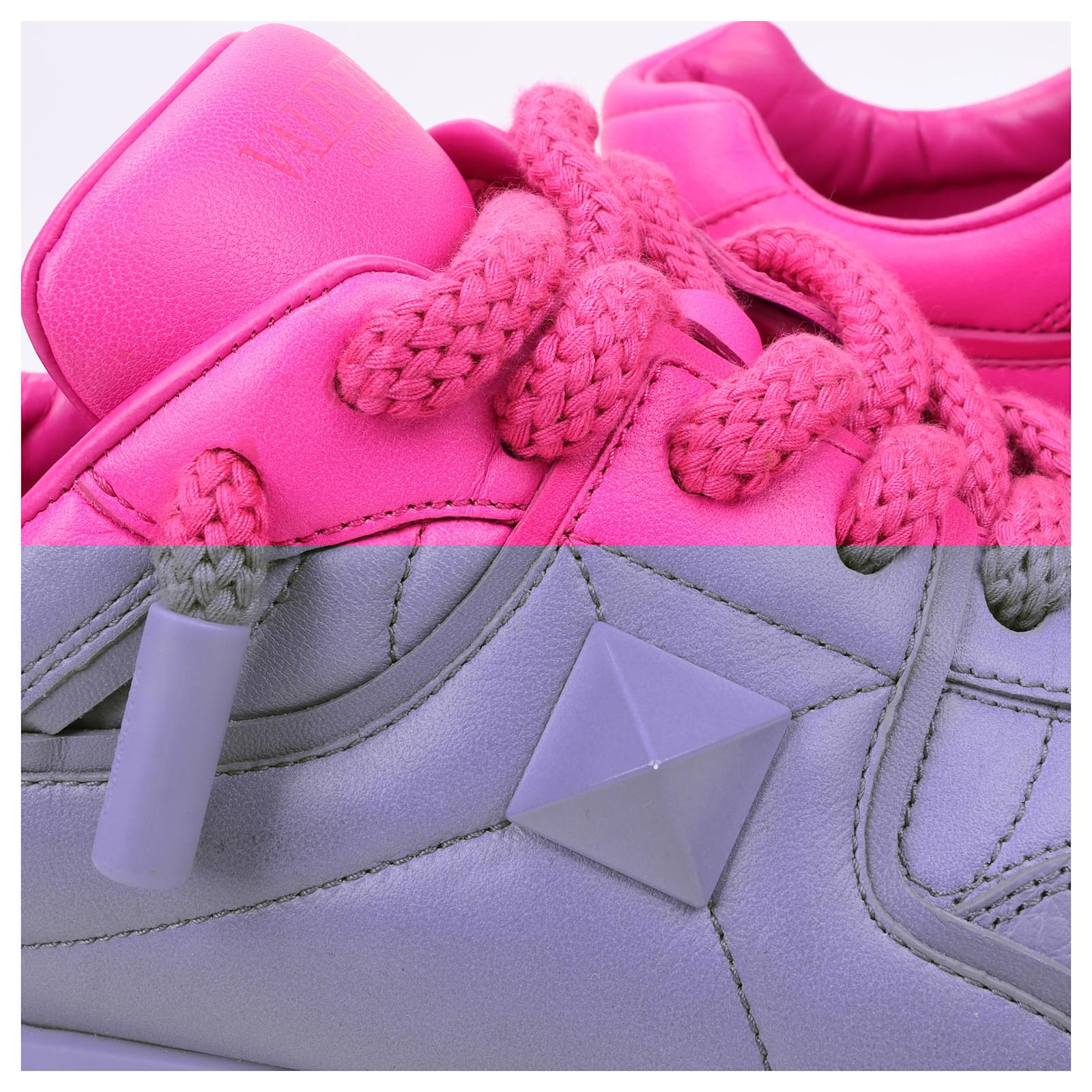 Valentino Garavani One Studs Pink Leather Sneakers in Size
