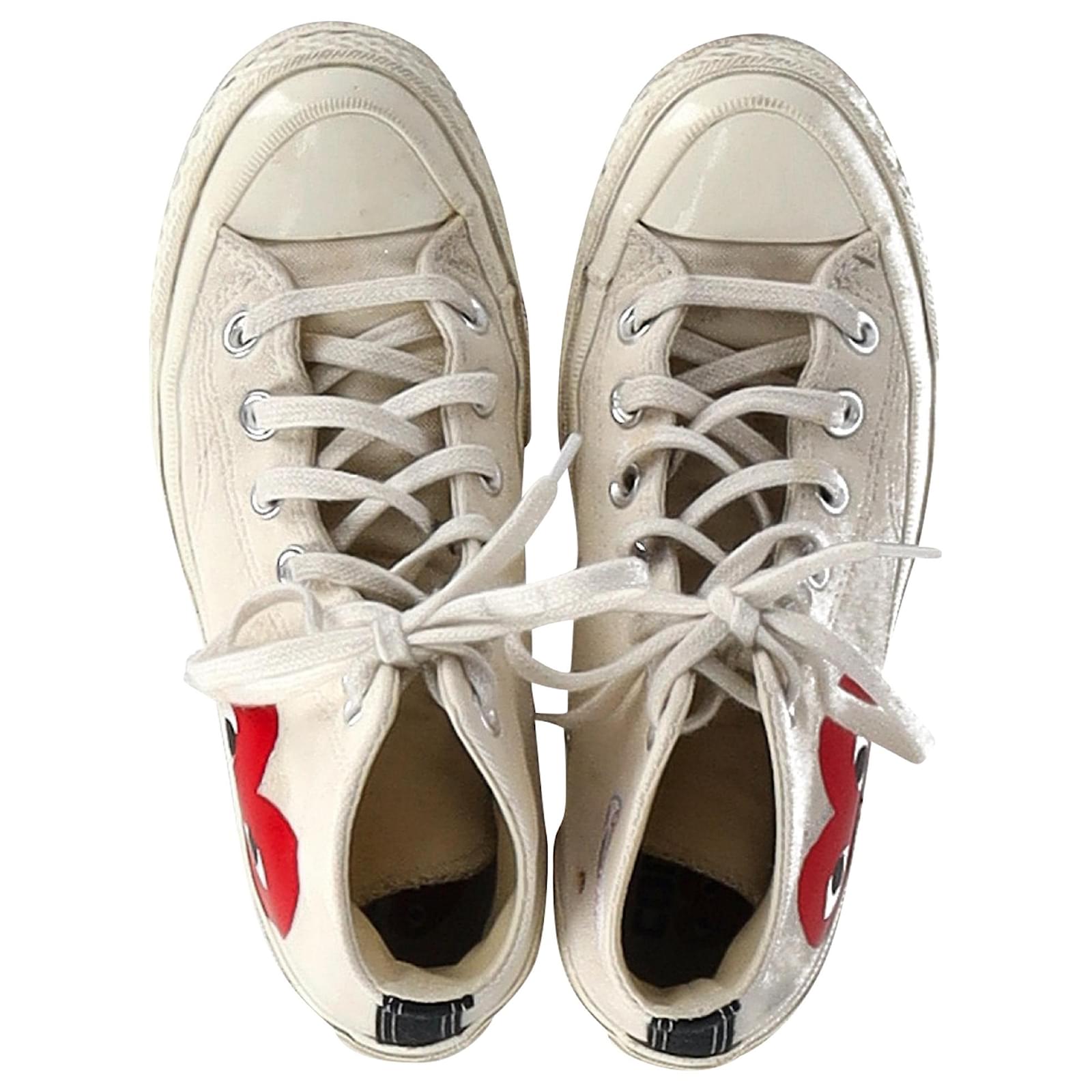 Used Comme De Garcons White Converse High Top Converse X Cdg Used