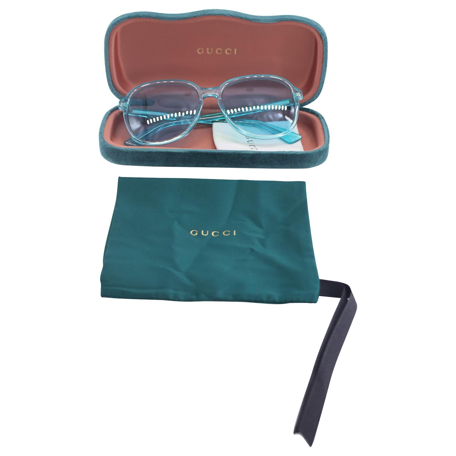Gucci GG0259S Round Frame Sunglasses in Light Blue Acetate  display picture 1