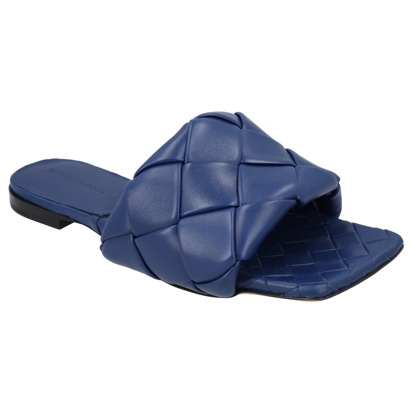 Bottega Veneta Lido Flat Sandal blue Leather ref.1423659