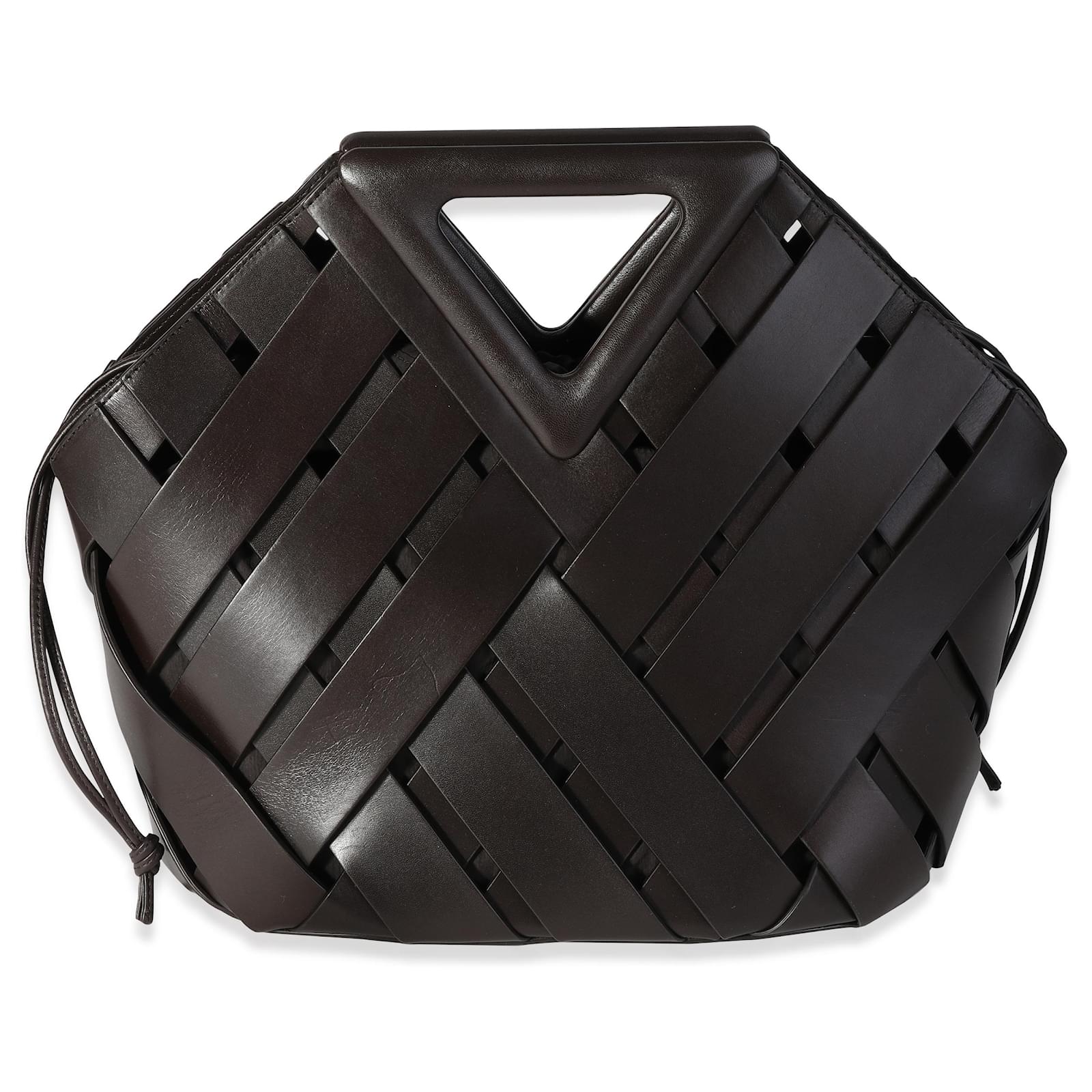 ショルダーバッグ・ポシェット Bottega Veneta Woven Calf Leather Clutch With Drawstring Bottega Veneta Dark Brown Leather V Woven Drawstring Tote
