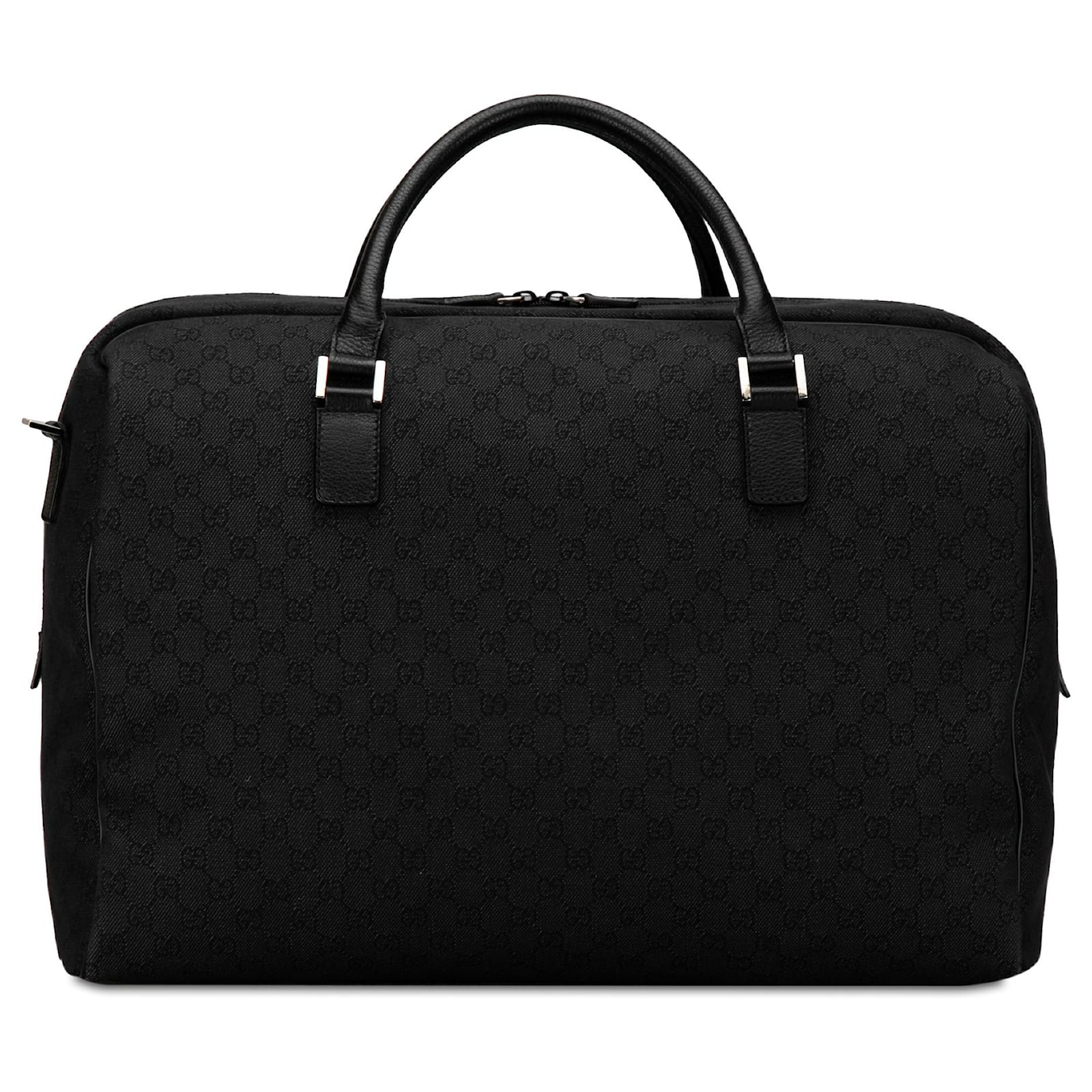 Gucci Black GG Denim Travel Bag Leather Pony-style calfskin Cloth