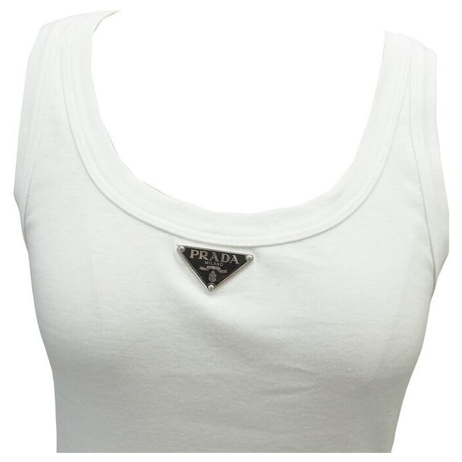 NINE TOP PRADA TANK TOP LOGO 39546X SIZE S 36 COTTON T-SHIRT