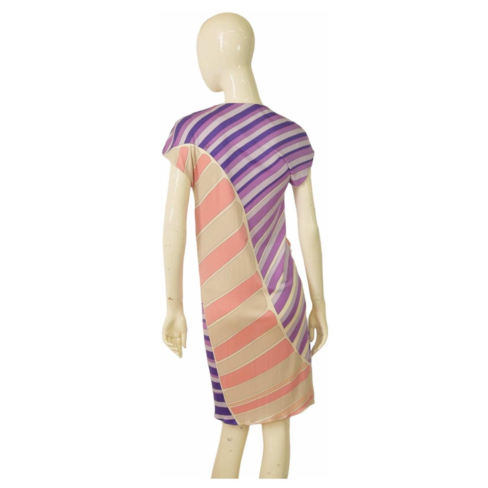 Robe Emilio Pucci En Soie à Paillettes - Imprimé Signature Pucci - Taille M, Sans Manches - Occasion Japon