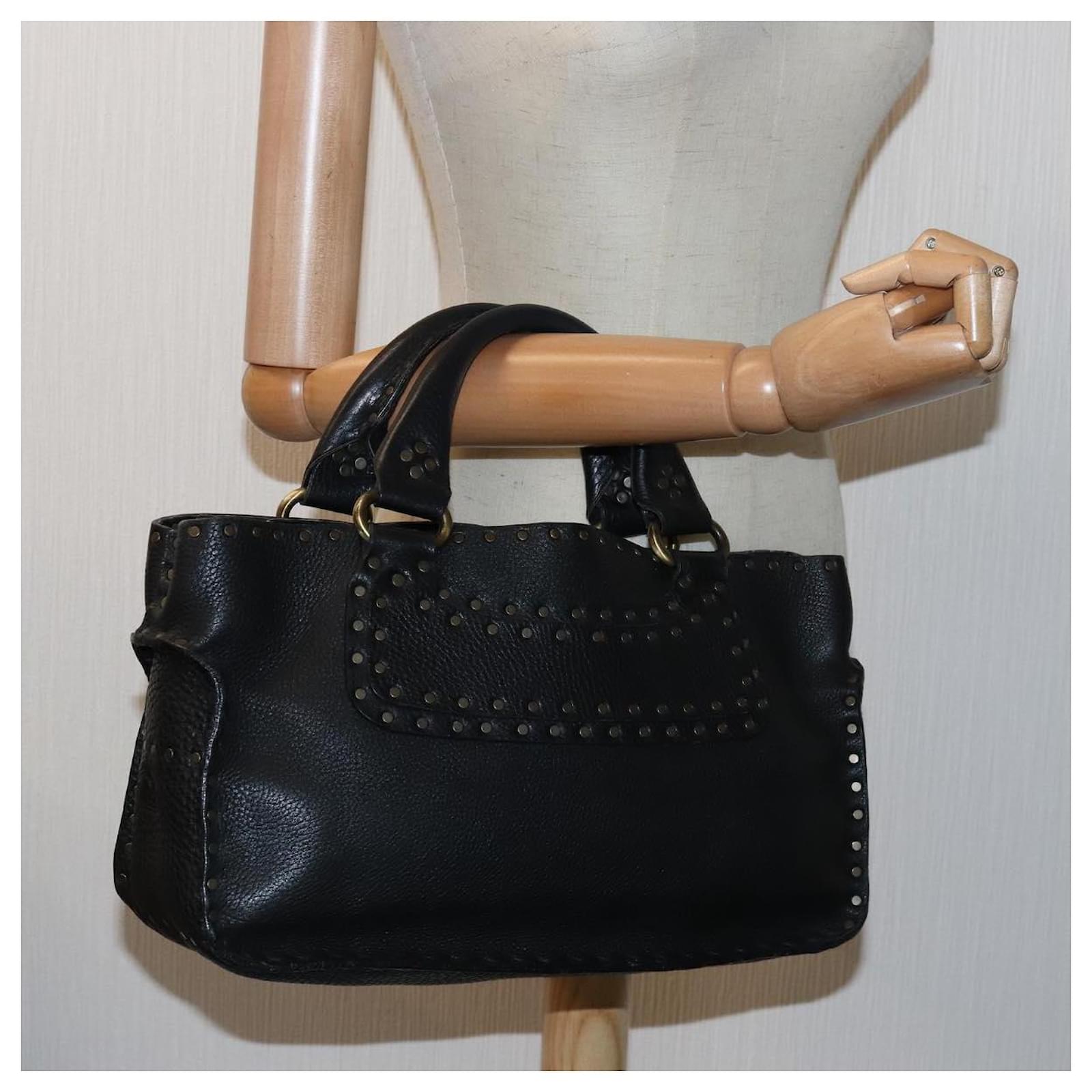 Céline CELINE Boogie bag Hand Bag Leather Black Auth yk13074
