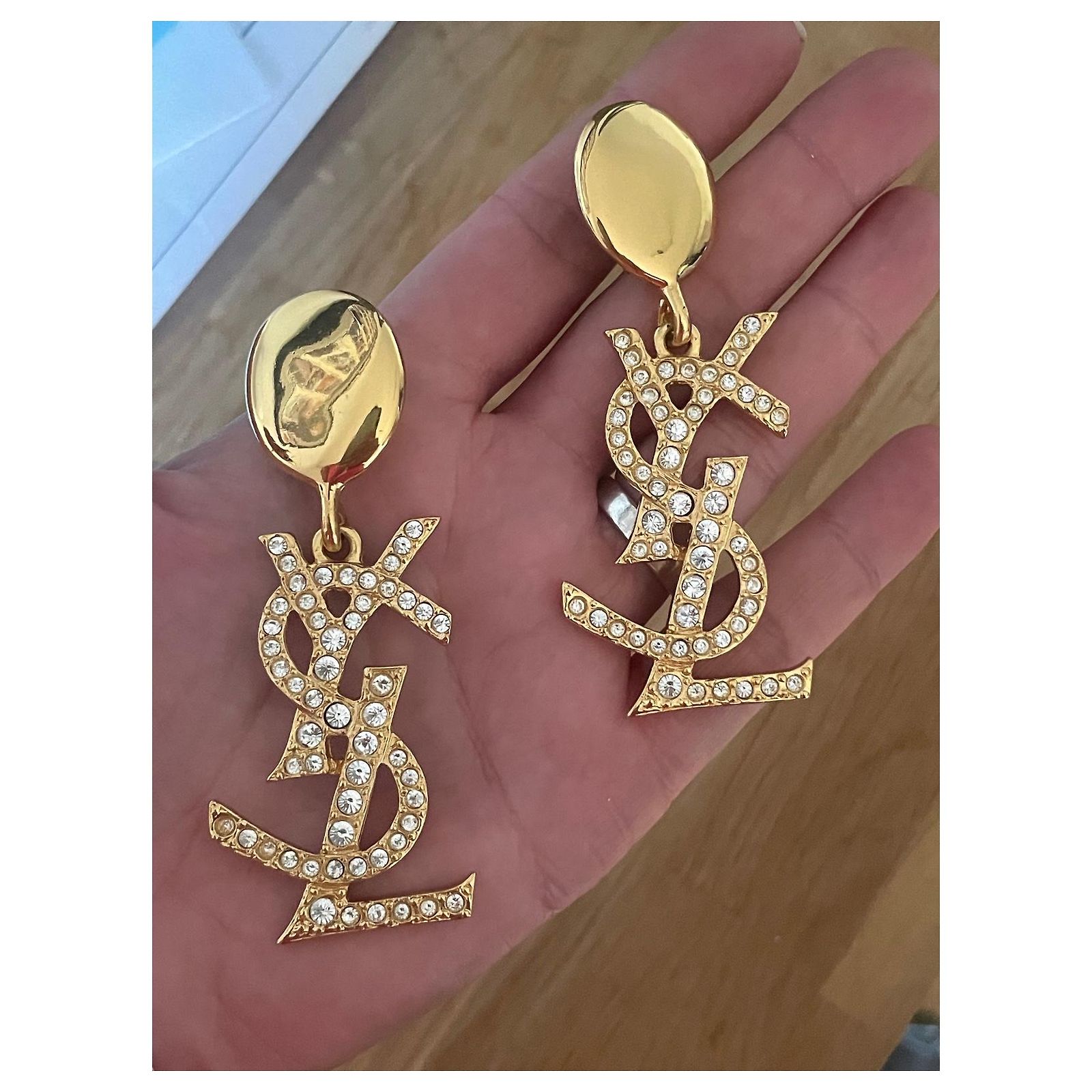 Boucles D'oreilles Yves Saint Laurent Vintage – Clips En Métal Doré, Made In France