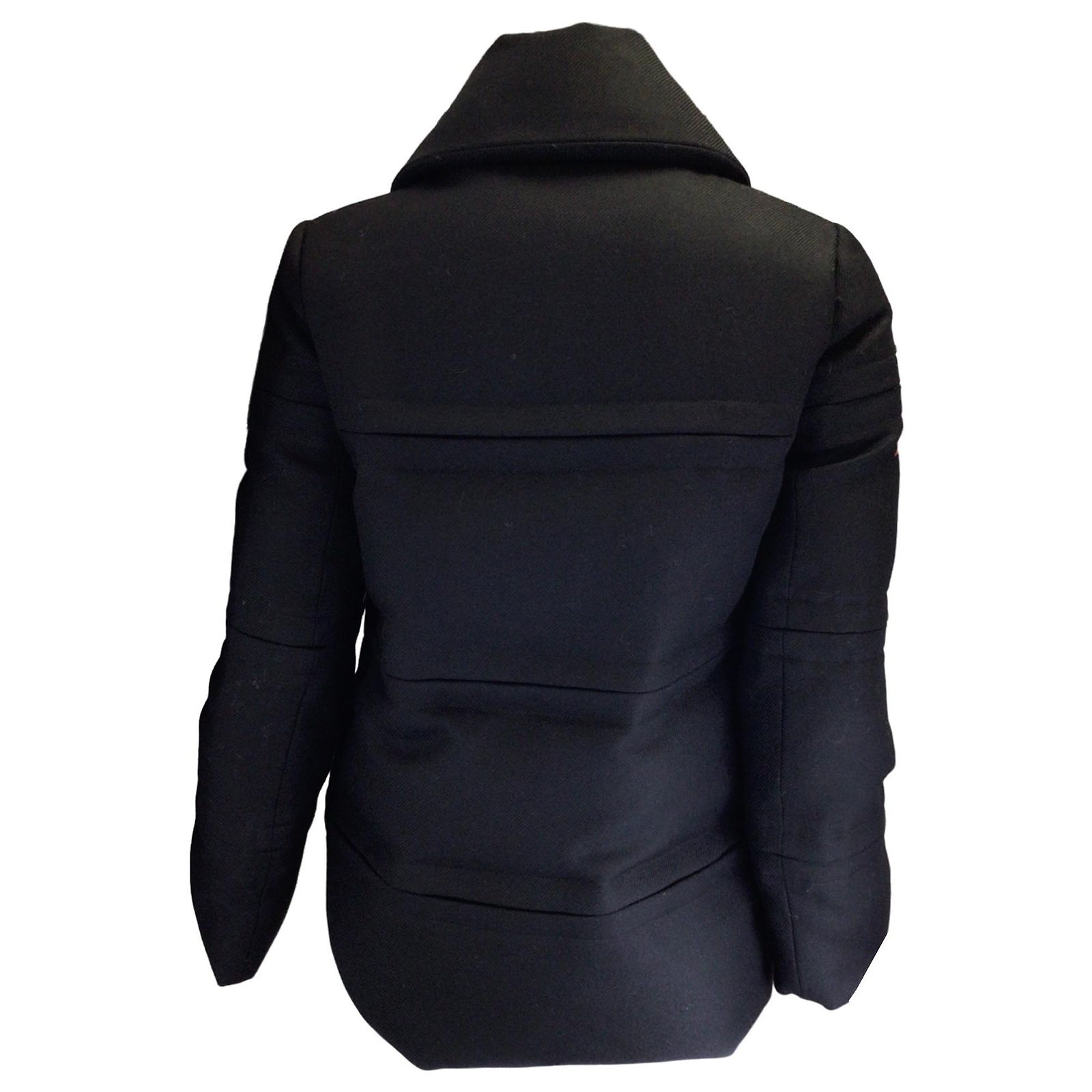 Moncler Black Cabin Hostess Button-front Wool Puffer Jacket ref.1428363 ...