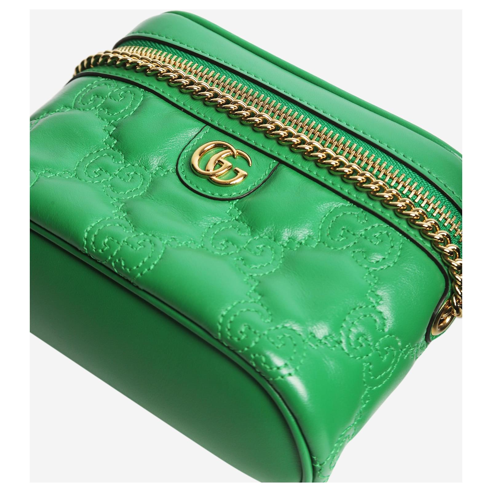 Gucci Green GG Matelasse top handle mini bag Leather ref.1429183