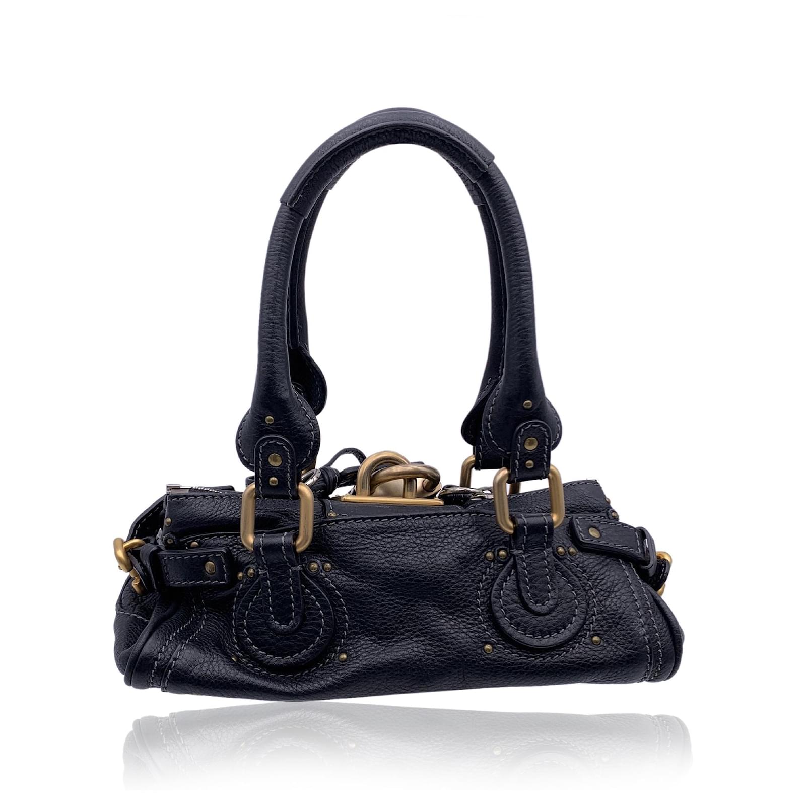 Chloé Black Leather Small Paddington Tote Bag Satchel Handbag ref