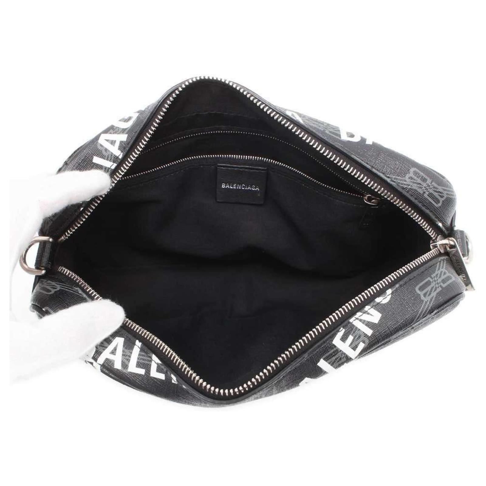 Balenciaga BB Monogram Signature Shoulder Bag Black White