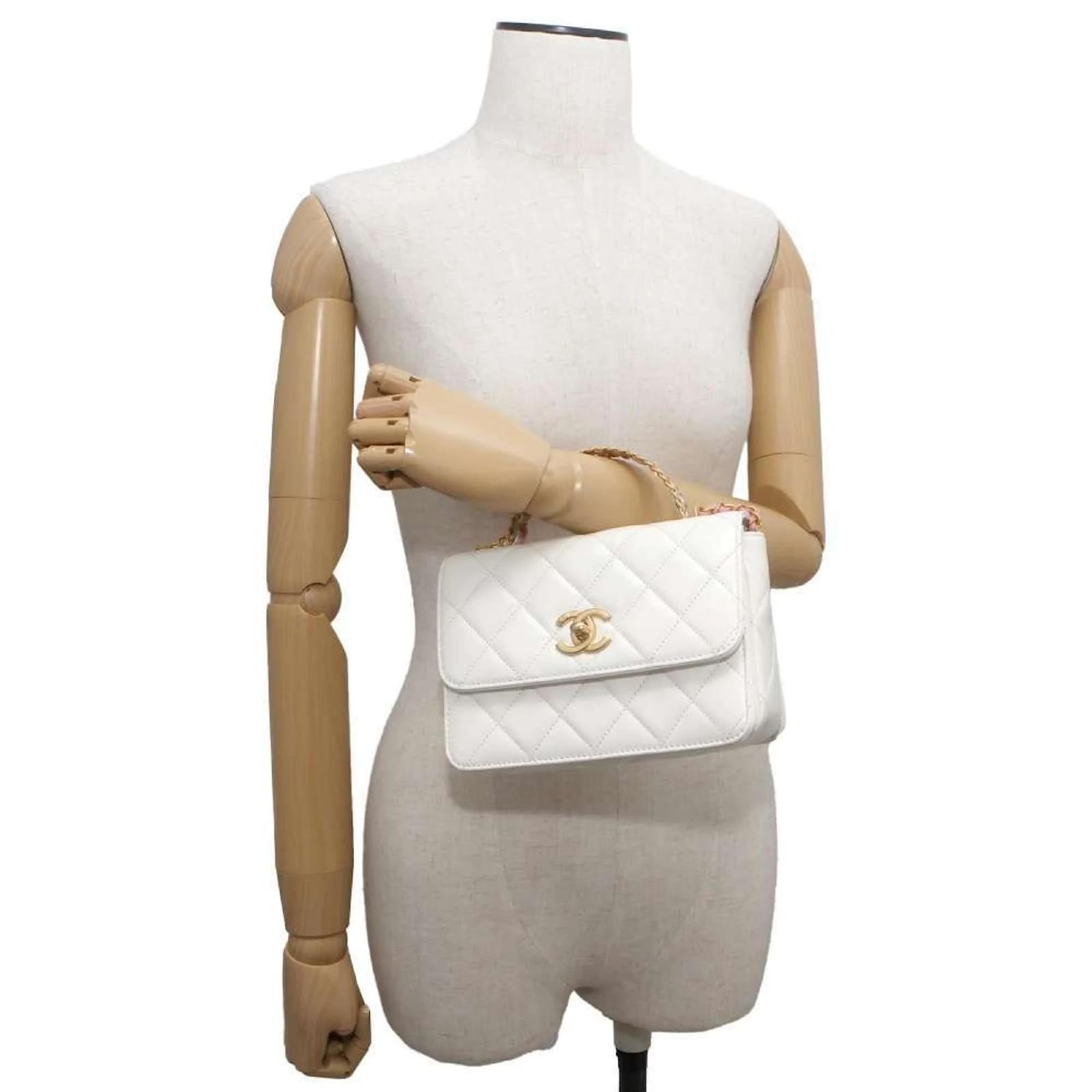 Chanel Chain Shoulder Bag Matelasse Coco Mark AS3886 - White ref