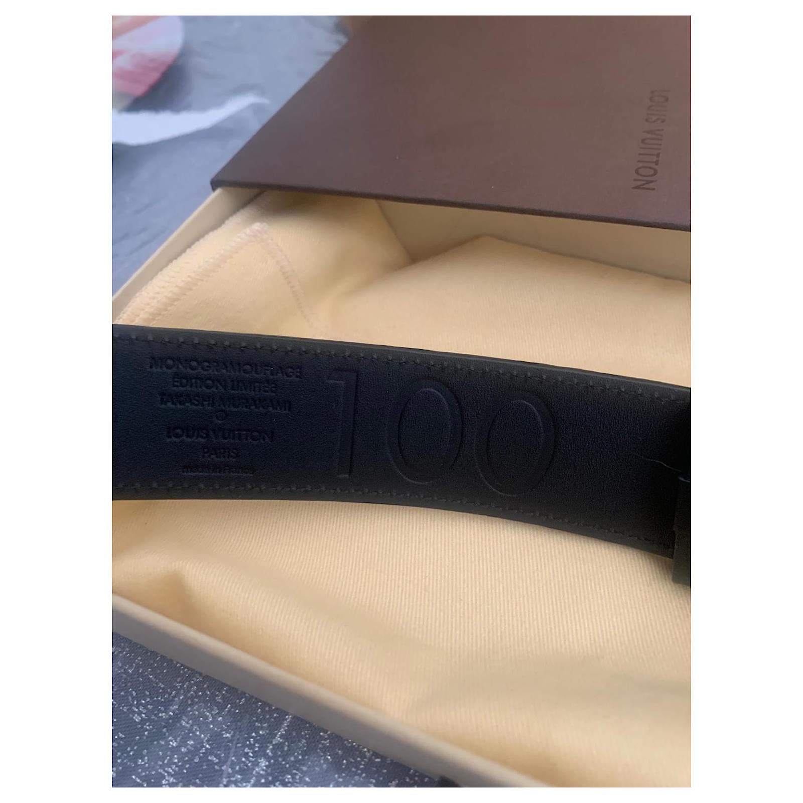 Louis Vuitton Takashi Murakami Monogramouflage Gürtel Khaki Leder  