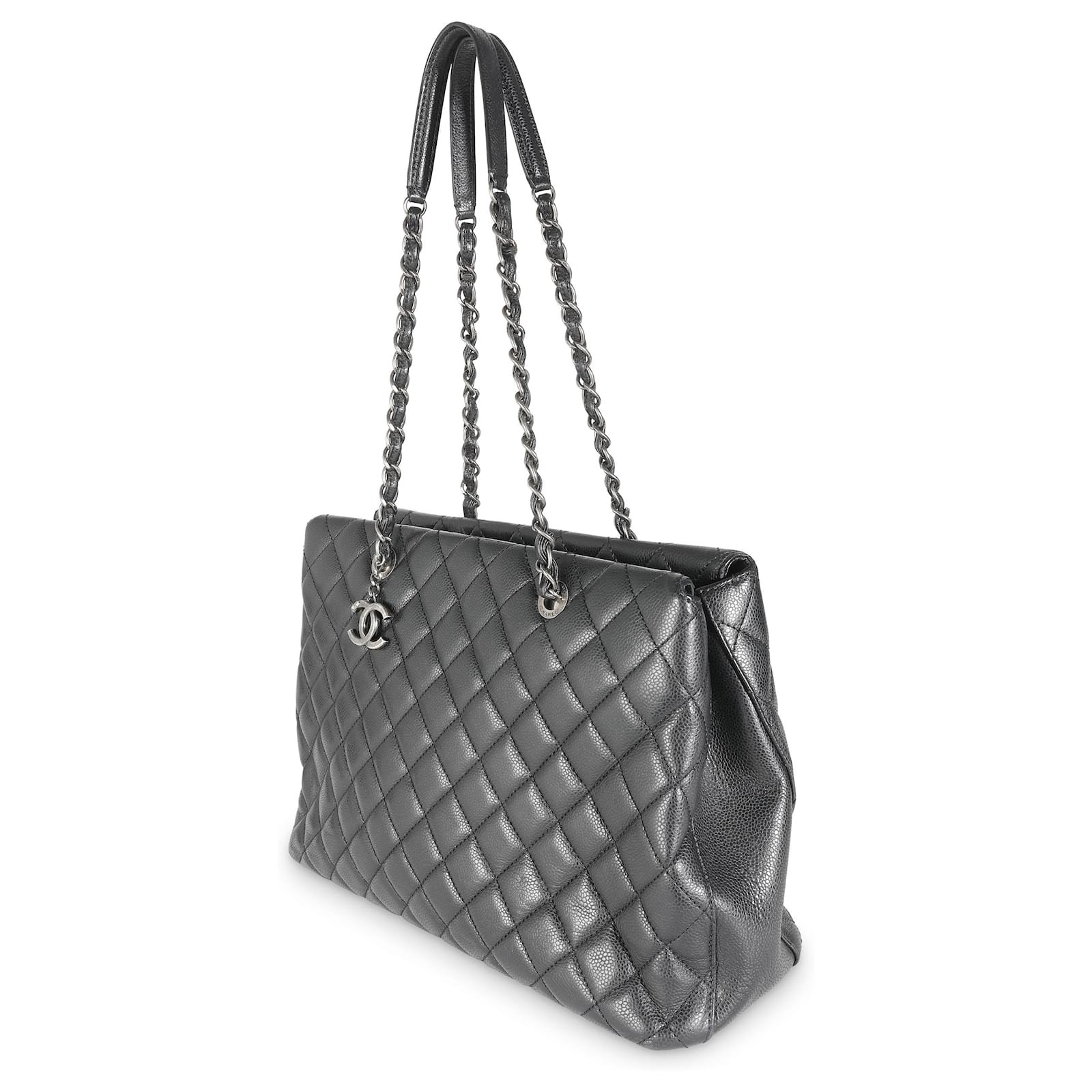 Chanel Black Quilted Caviar Large City Shopping Tote Leather ref.1433340 Joli Closet