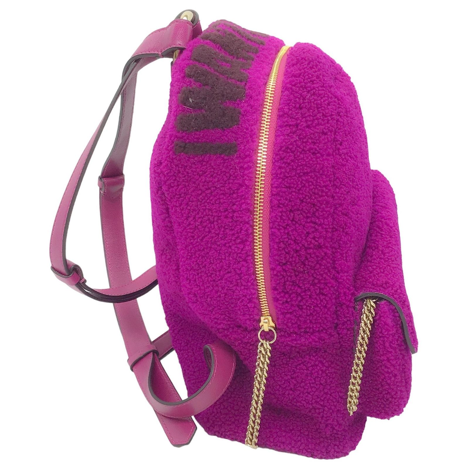 Jimmy Choo Cassie Magenta / Grape I Want Choo Logo Intarsia Sherling Backpack Jimmy Choo Cassie Magenta / Grape I Want Choo Logo Intarsia  main image 2