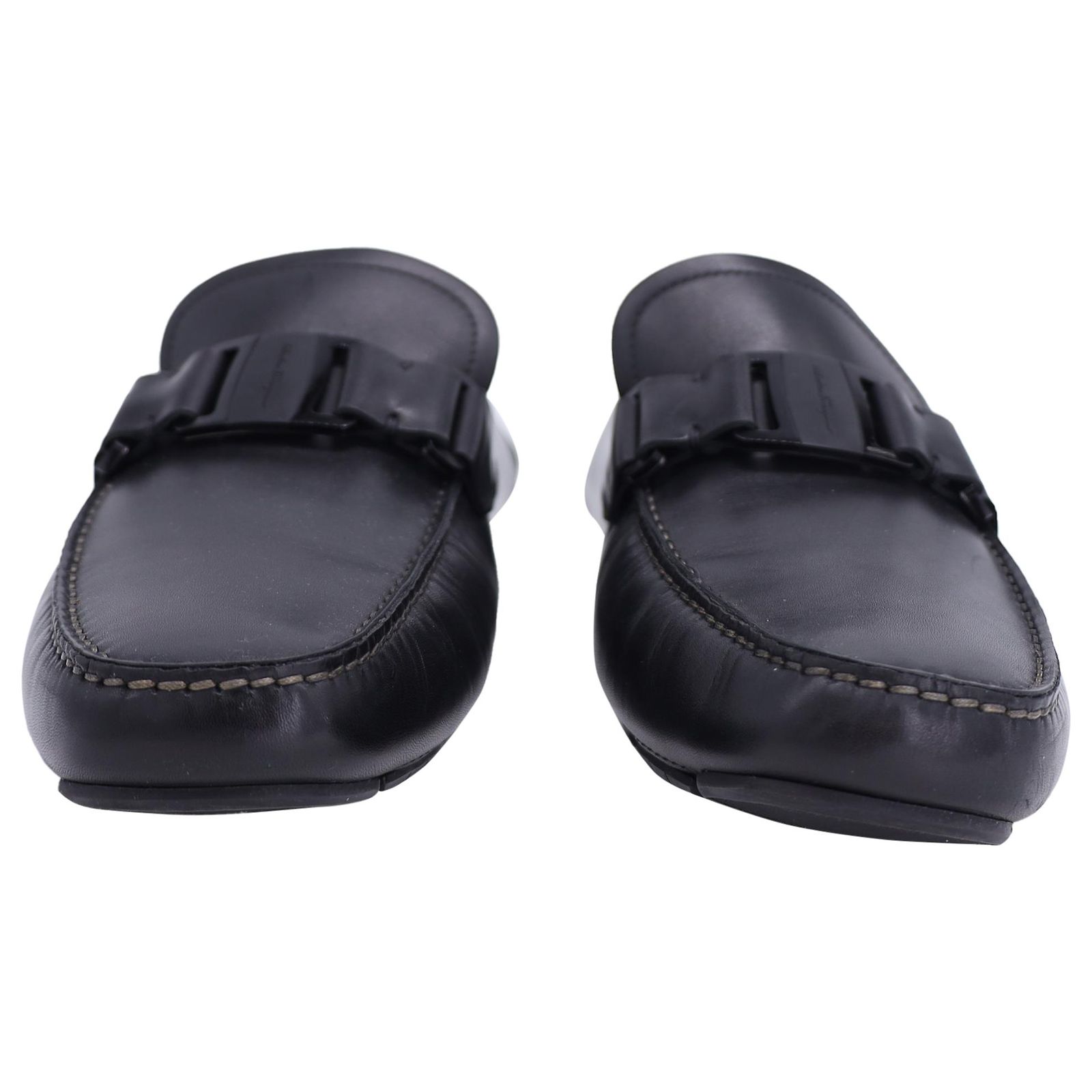 Salvatore Ferragamo Sardegna Driver Loafers in Black Leather 