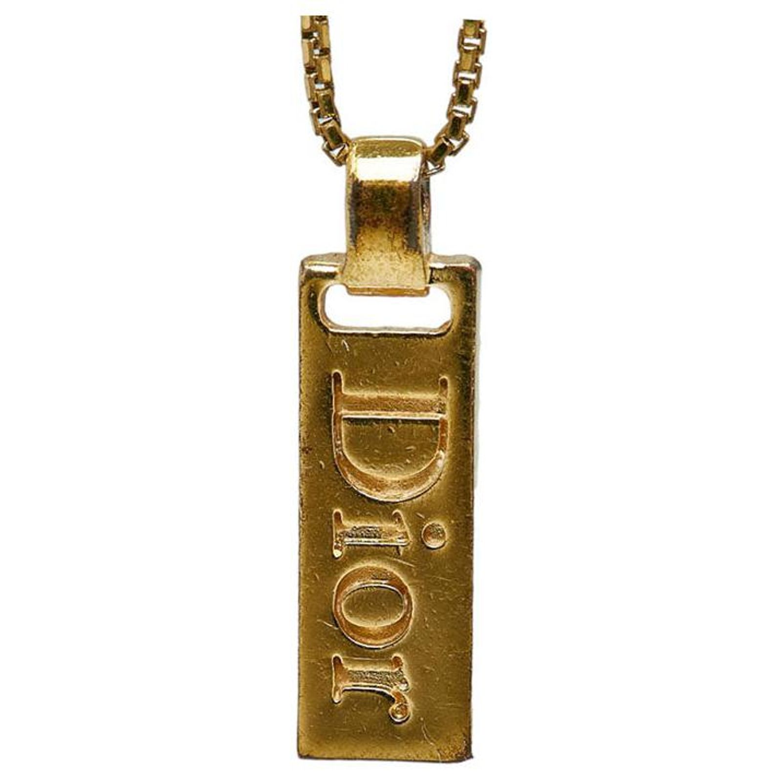 & Other Stories Dior Vintage Trotter Plate Necklace Gold Plated 